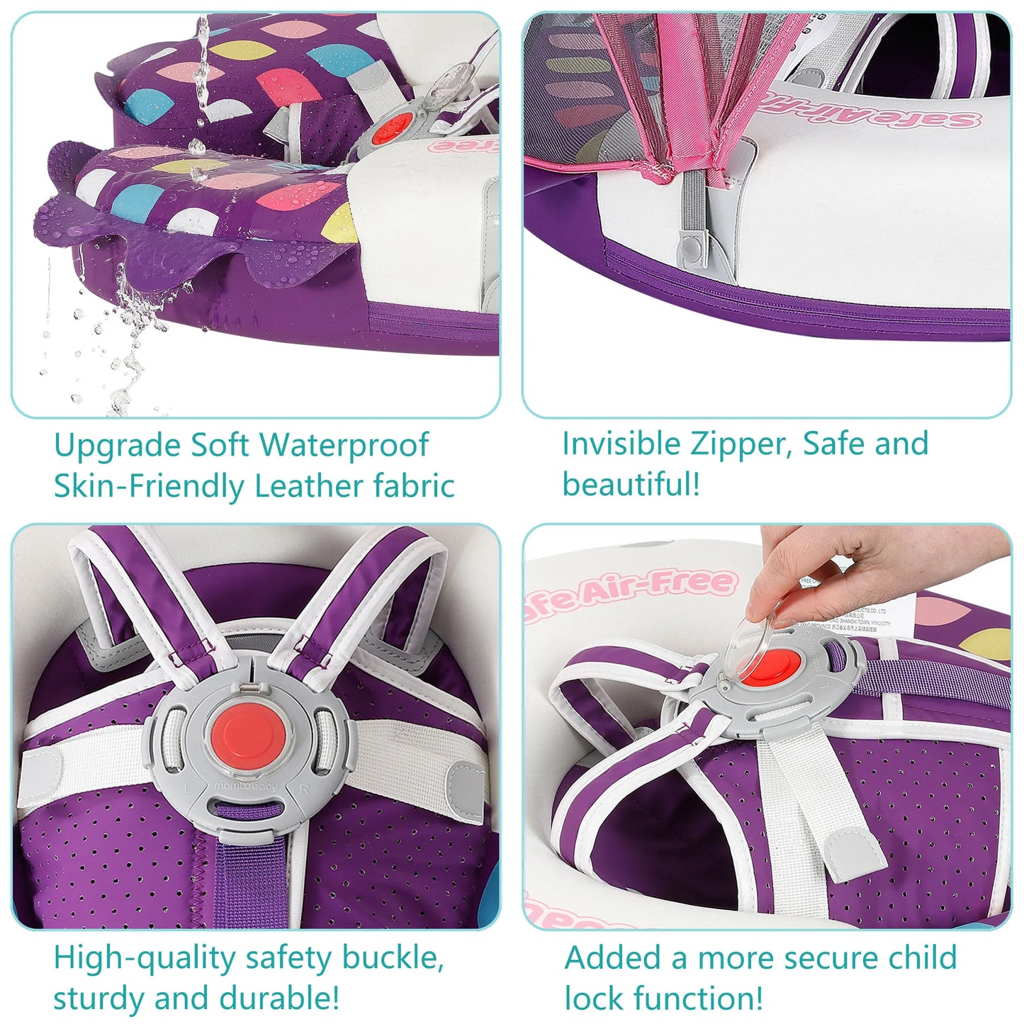 Mambobaby Float Non Inflatable Swimming Floats with Canopy Tail Waist Swim Chest Floater for Kids Aged 3 to 6 Years
