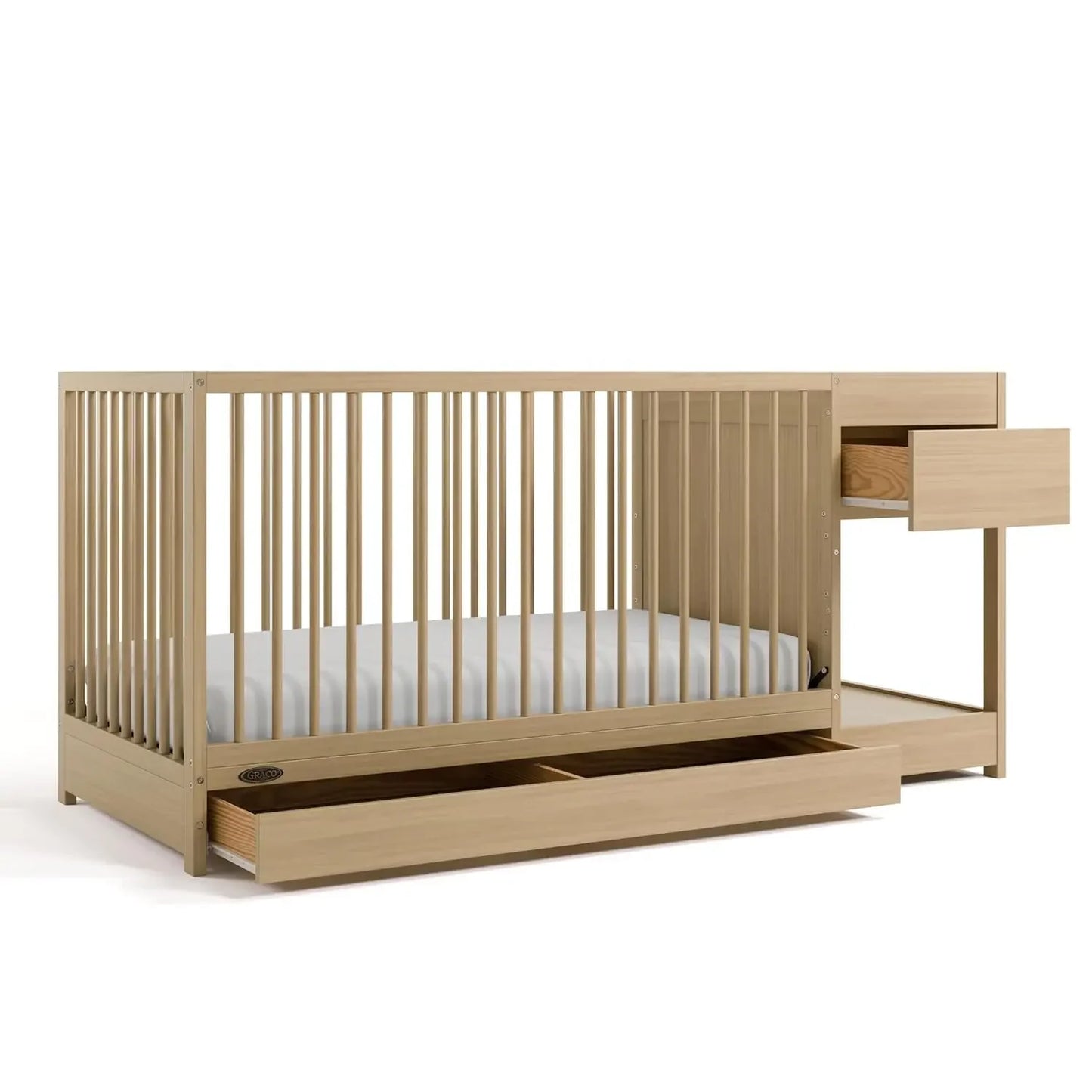 Teddi 5 In 1 Convertible Crib Changer With Drawer Driftwood