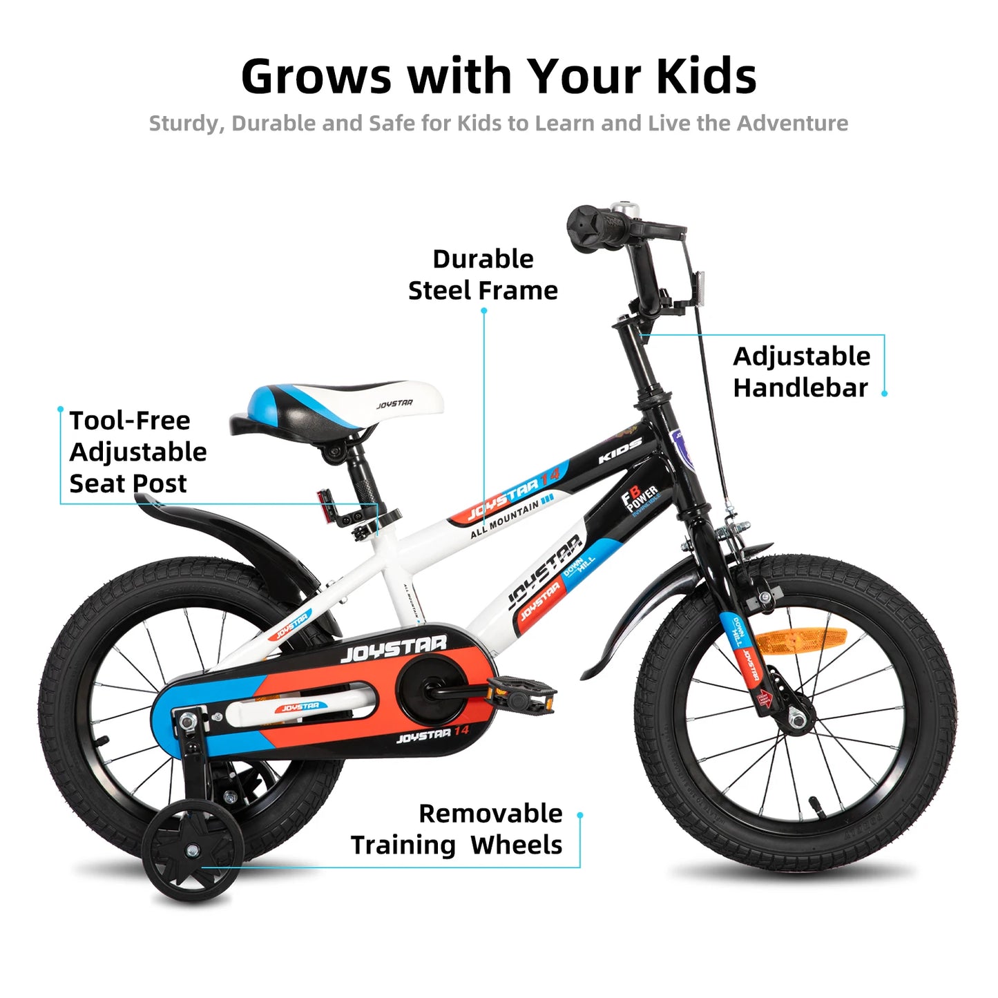 JOYSTAR Kids Bike for 3 to 10 Years with Training Wheels