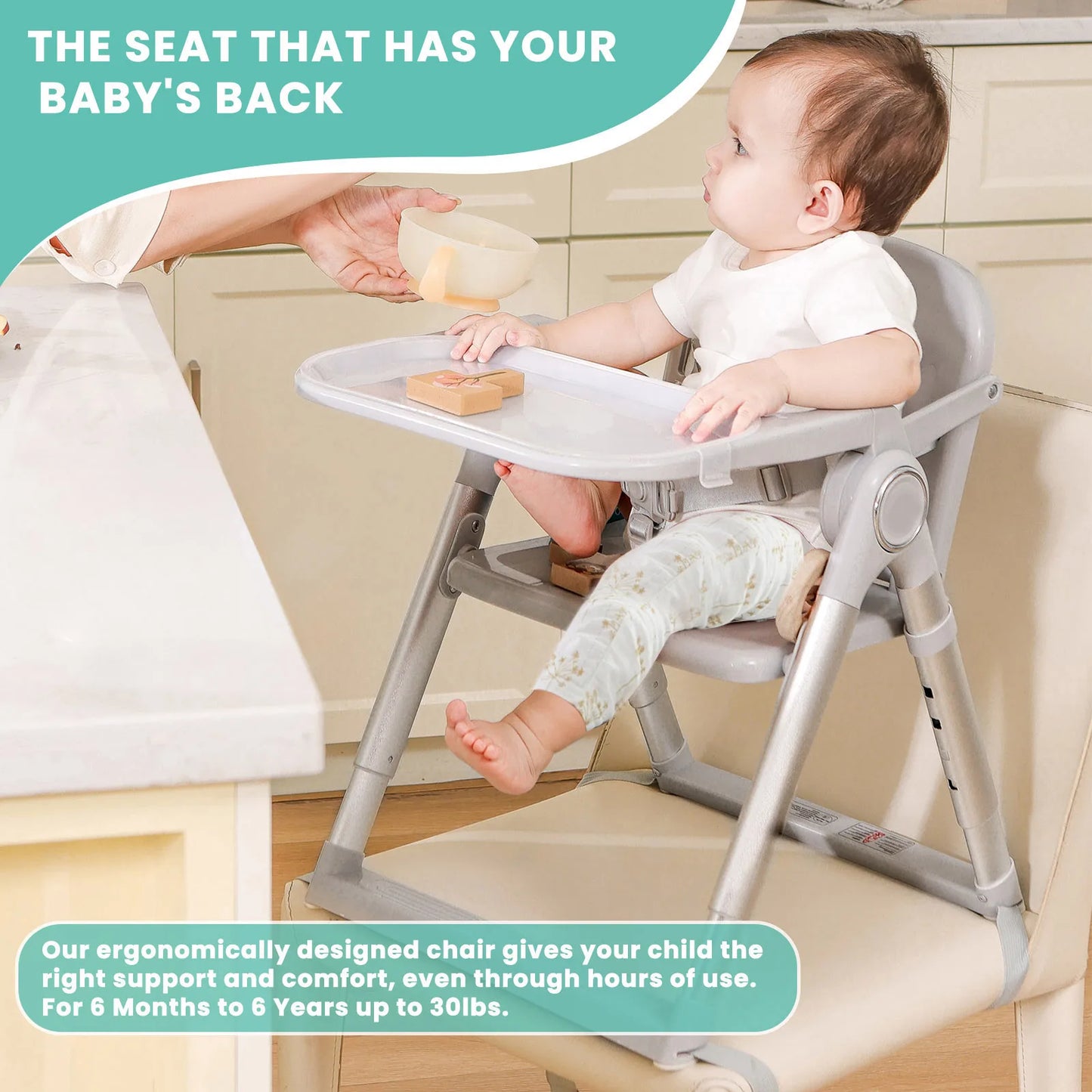 Baby Folding Booster Seat High Chair for Dining Portable Feeding Seat for Children 6 Months to 3 Years