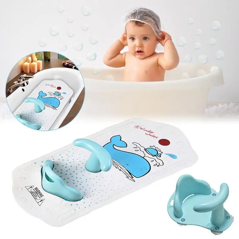 Baby Bath Mat With Shower Seat Bathtub Cushion Back Support Non Slip Safety Comfortable Bathroom Chair