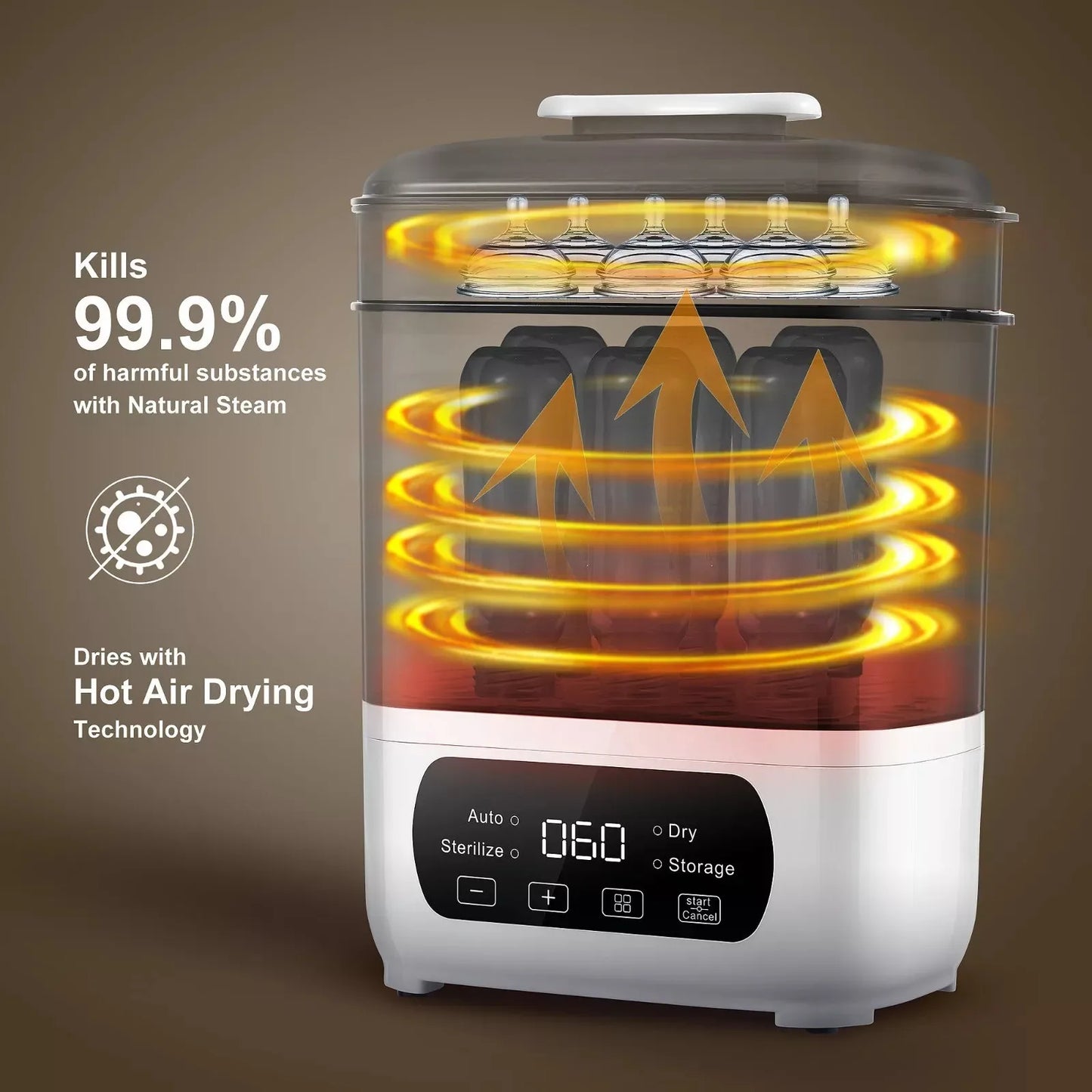 Tieasy 4 in 1 Electric LED Touch Screen Multi Function Gray Baby Bottle Sterilizer Dryer BBS001