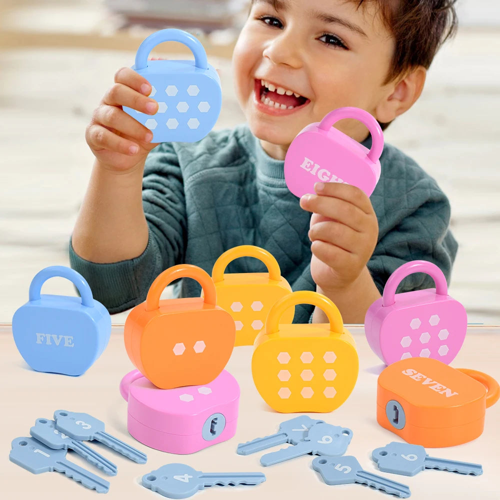 10 Apple Locks Keys Cards Matching Toys Learning Math Gift