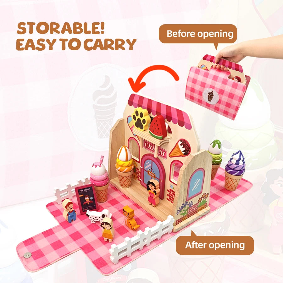 Wooden Ice Cream Toys Montessori Role Play Educational Shop