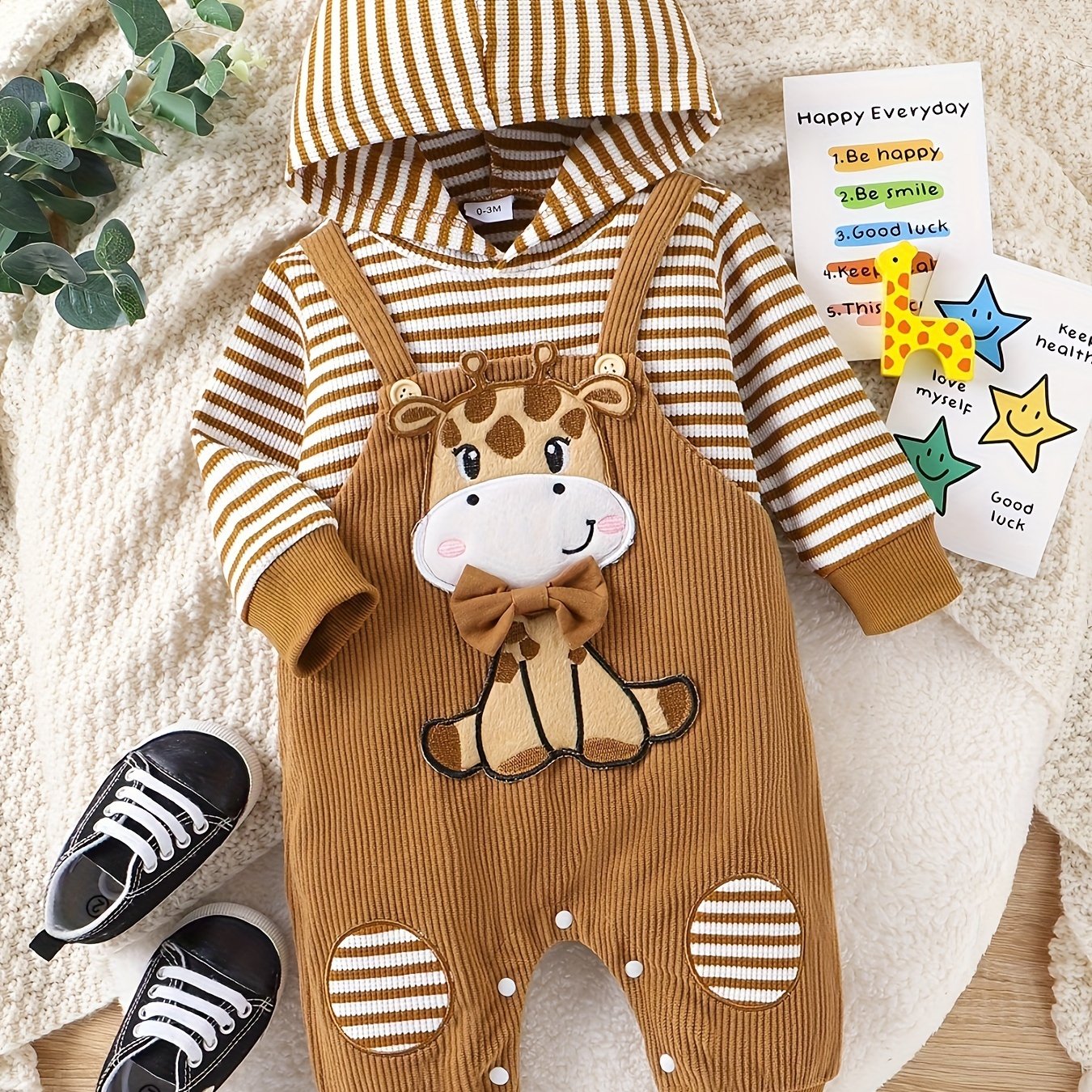 Baby Boy Clothes Newborn Outfits Infant Fall Winter Long Sleeve Cartoon Romper Bodysuit and Pocket Pants Set 0 Months to 18 Months for Outdoor Use