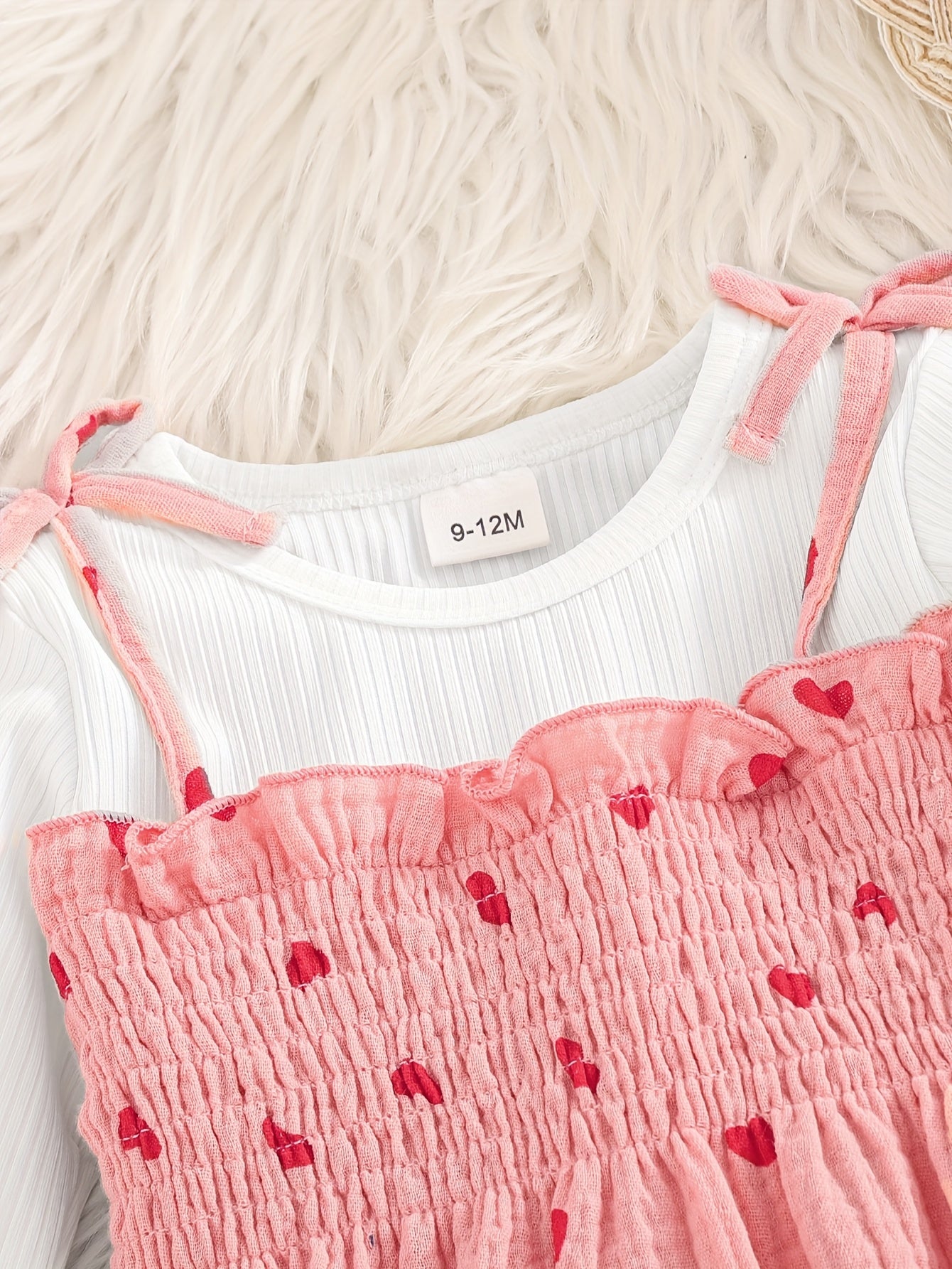 2 Piece Baby Girl Pink Heart Print Top And Pants Set