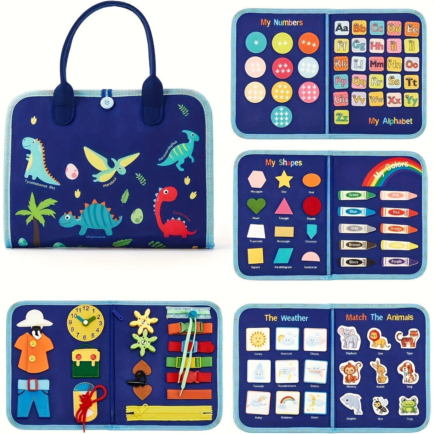 7 Pages Of Busy Books 97 Pieces 7 In 1 Toys For Girls Birthday Gift Preschool Learning Activities With Life Skills ABC 123 Shapes Colors Animals Weather Traveling Toys