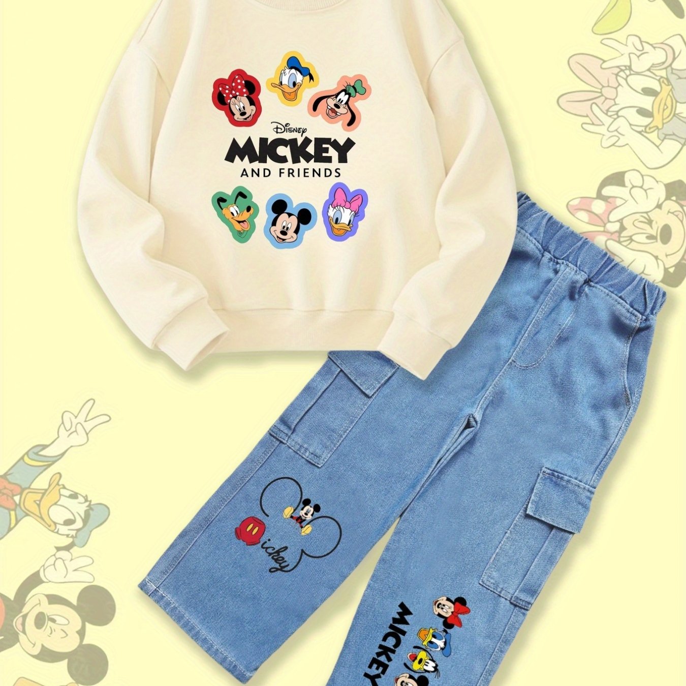 Disney Girls Autumn Winter Mickey And Friends Two Piece Set