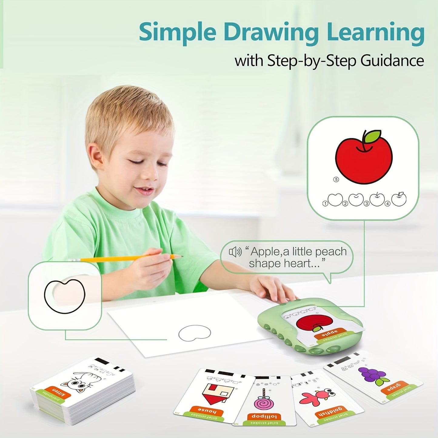 Re Writable Talking Flash Cards 168 Educational Sight Words Drawing Cards for Ages 3 Plus Green Durable Plastic for Speech Therapy and Sensory Learning