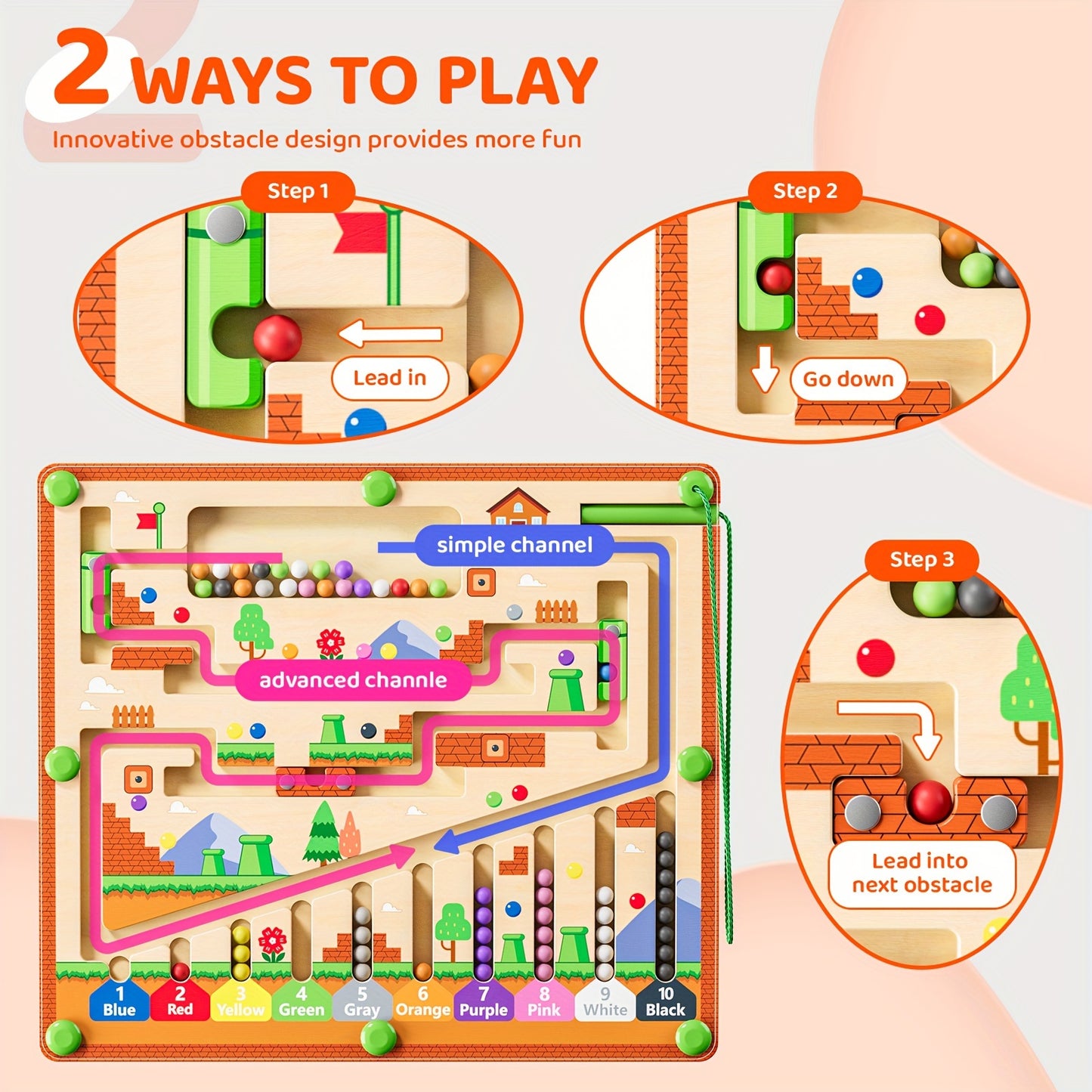 Magnetic Color And Number Maze Zhiwuzhu Montessori Toys For 3 Plus Year Old Wooden Puzzle Activity Board Ideal Gift Toys