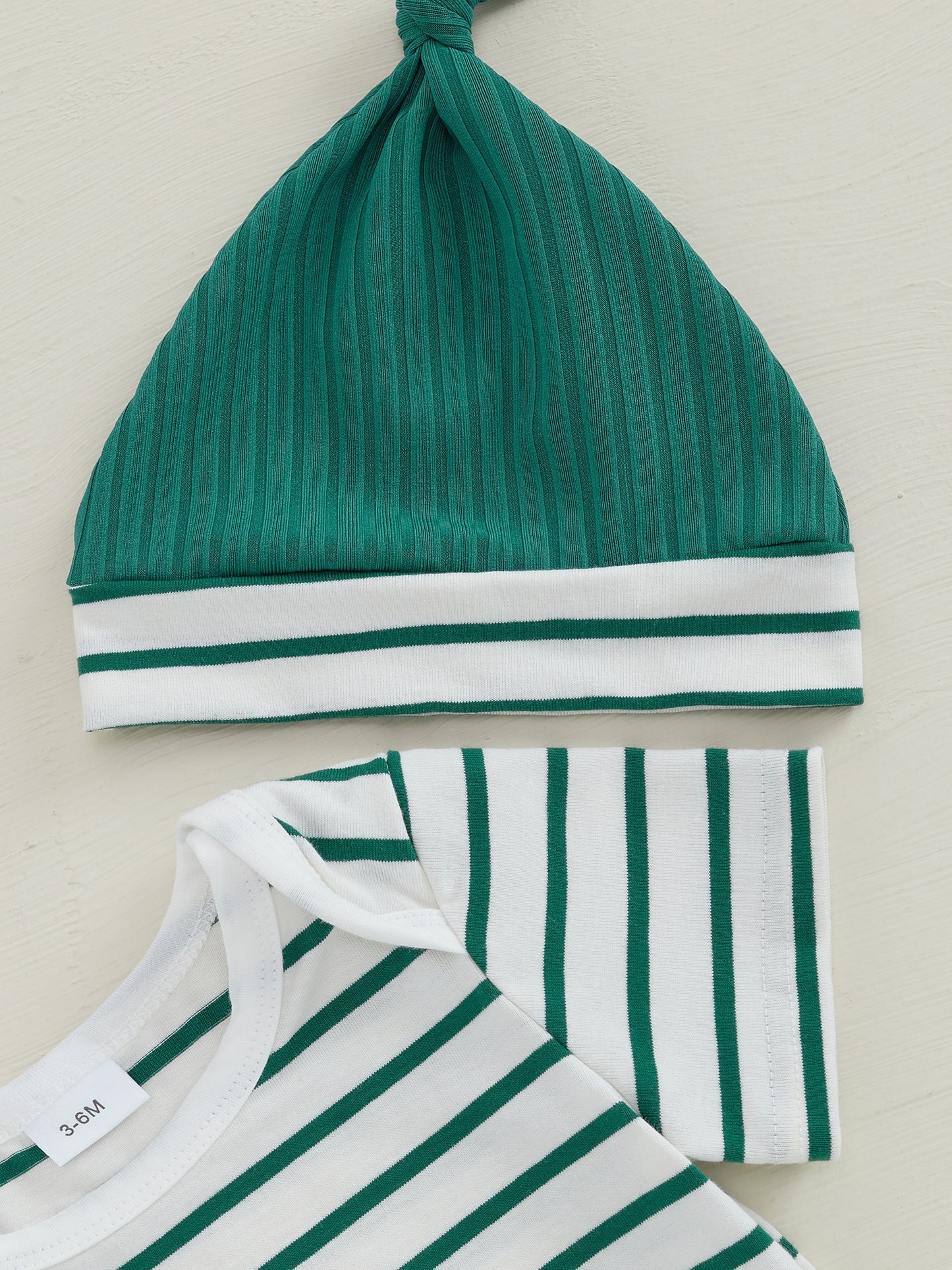Baby Boys Summer Outfits Stripe Short Sleeve Rompers Suspender Pants Hat 3 Piece Clothes Set for Outdoor Activities
