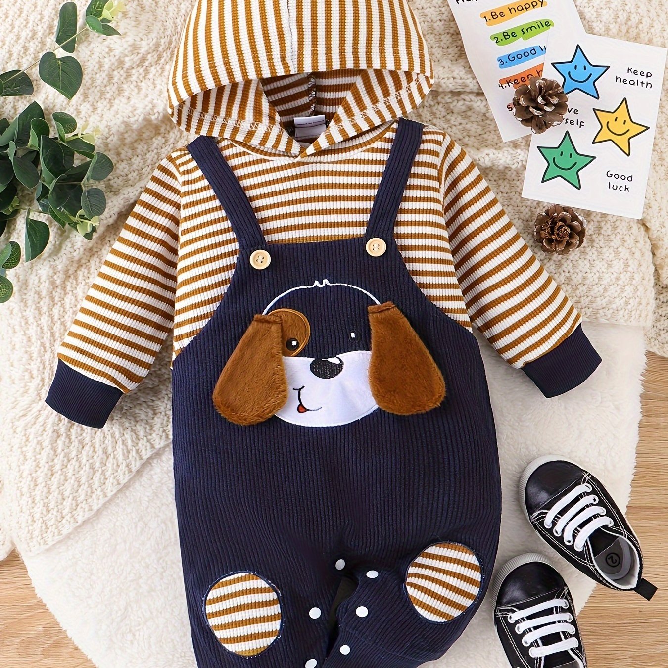 Baby Boy Clothes Newborn Outfits Infant Fall Winter Long Sleeve Cartoon Romper Bodysuit and Pocket Pants Set 0 Months to 18 Months for Outdoor Use