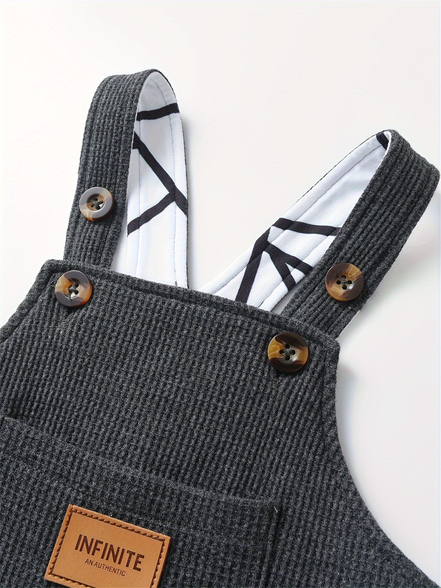 KuKitty 2Pcs Infant Baby Boy Overalls Solid Color Pocket Suspender Pants Jumpsuit