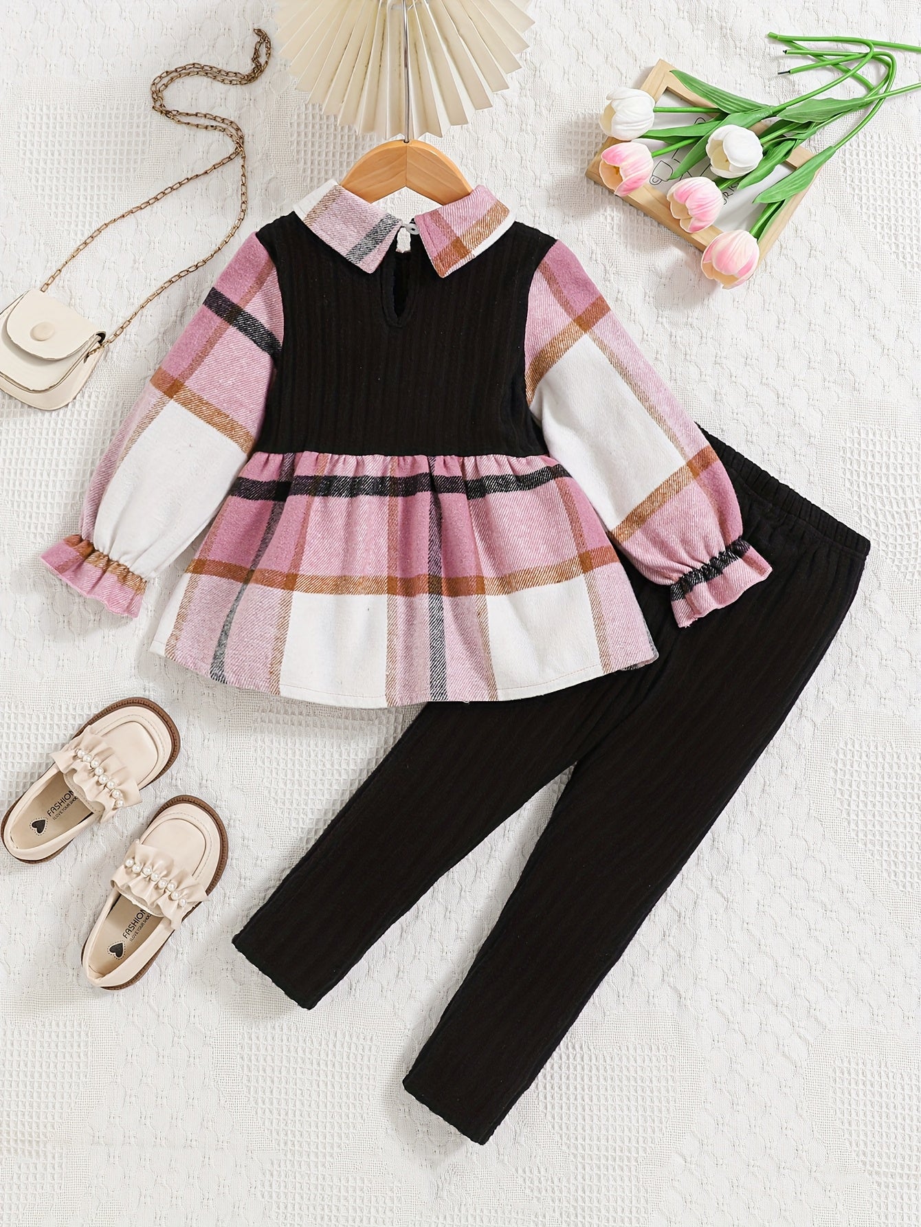 Plus Size Casual Two Piece Suit For Girls Long Sleeve Top