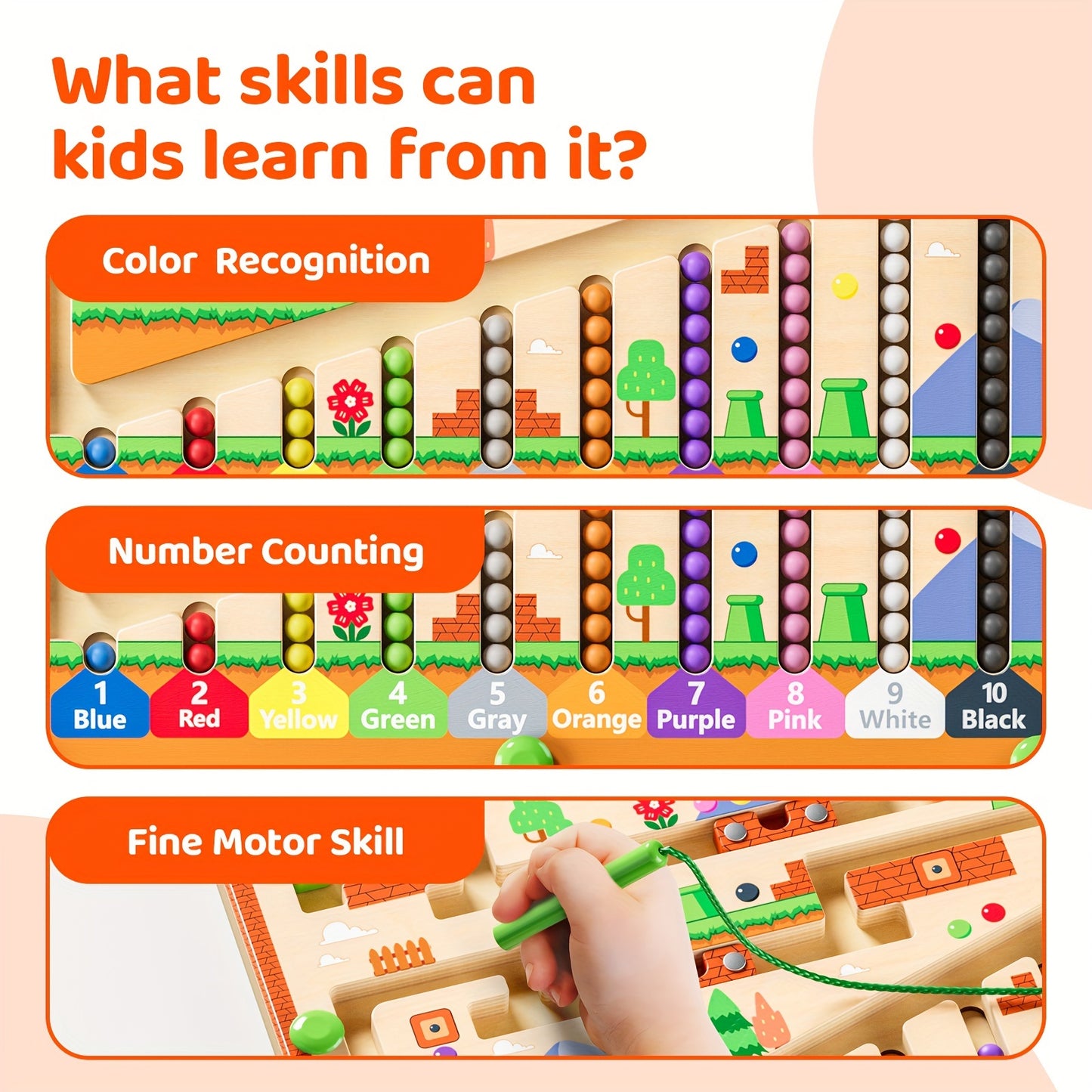 Magnetic Color And Number Maze Zhiwuzhu Montessori Toys For 3 Plus Year Old Wooden Puzzle Activity Board Ideal Gift Toys