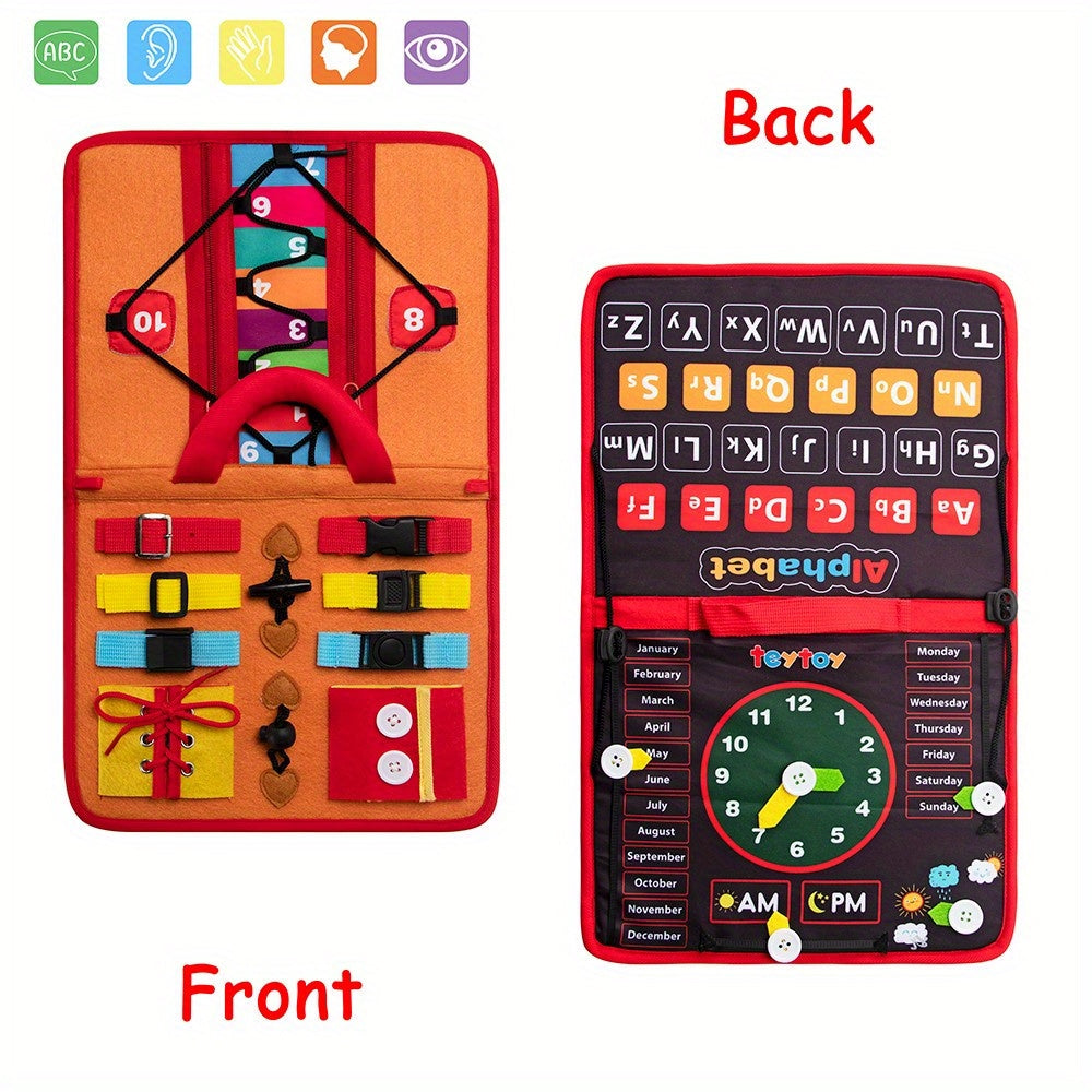 Busy Board Sensory Toy Educational Activity Skills Development Board for Early Learning Perfect Travel Toy for Boys and Girls Ideal for Youngsters