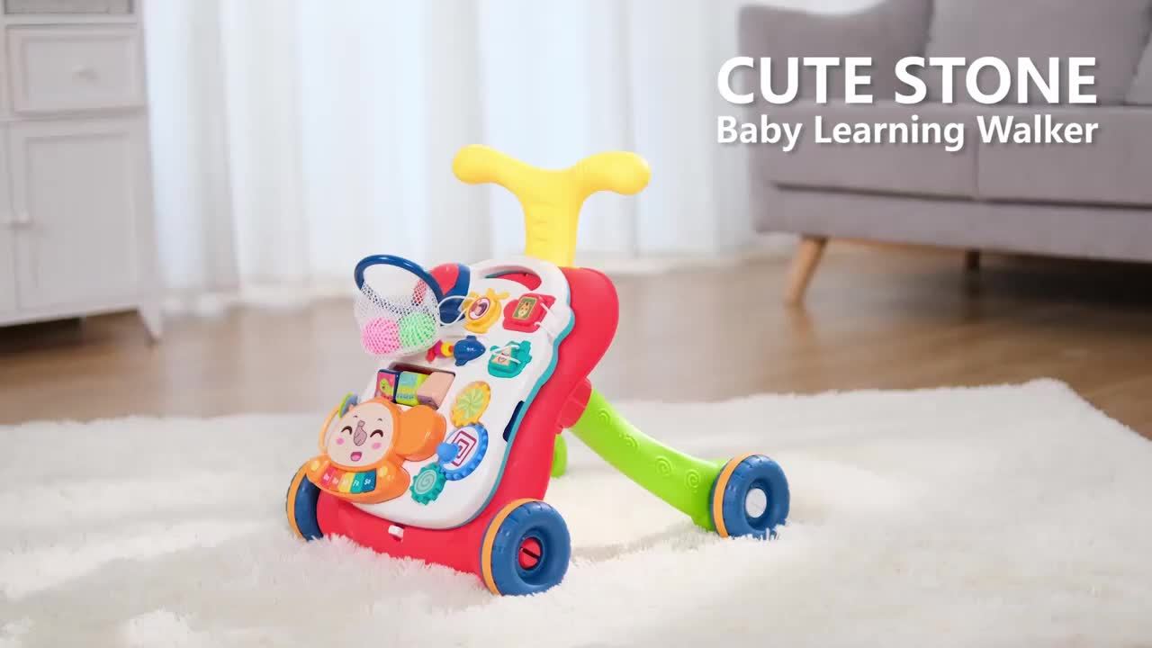5 in 1 Baby Walker with Music Sit to Stand Early Learning Balance Bike Push Walker Movable Table Detachable Panel for Boys and Girls Ages 12 to 36 Months