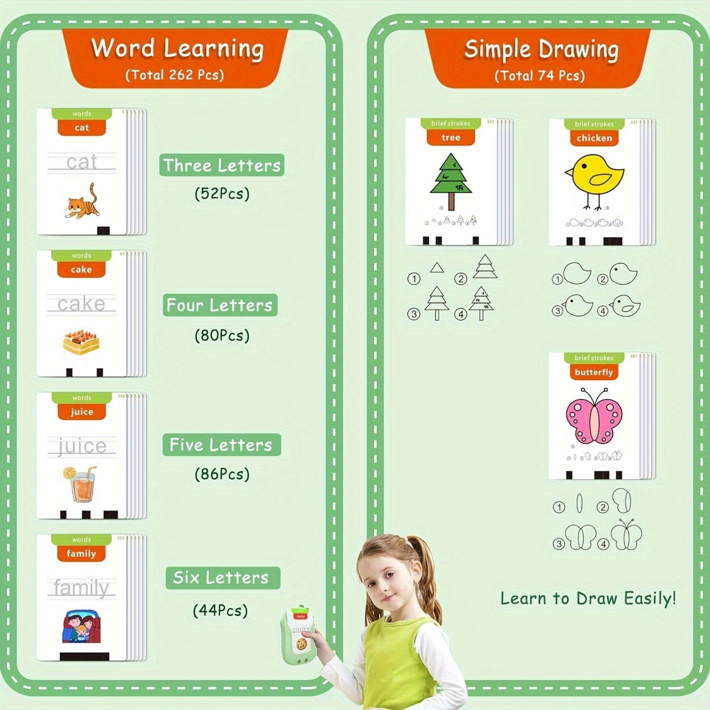 Re Writable Talking Flash Cards 168 Educational Sight Words Drawing Cards for Ages 3 Plus Green Durable Plastic for Speech Therapy and Sensory Learning