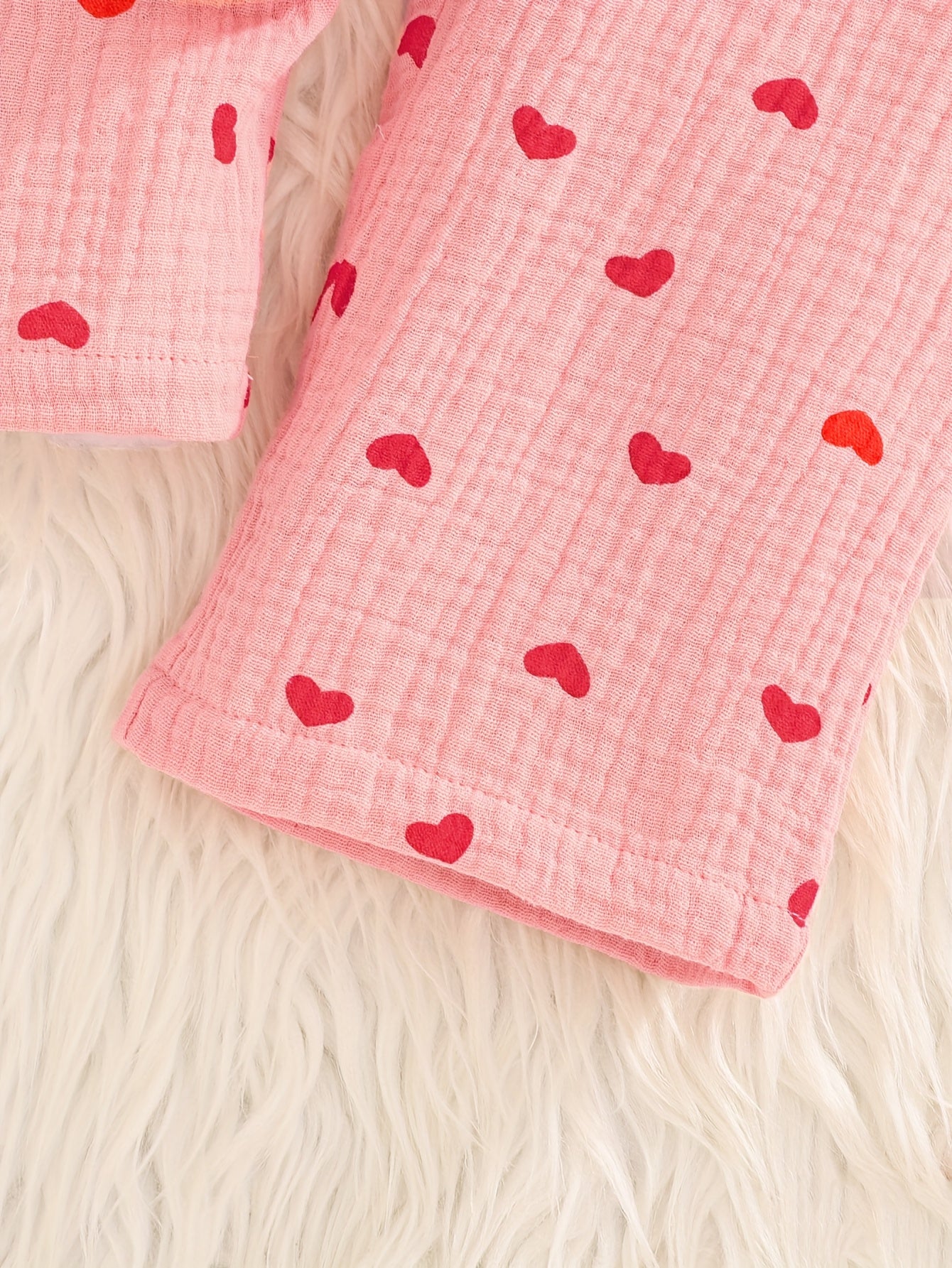 2 Piece Baby Girl Pink Heart Print Top And Pants Set