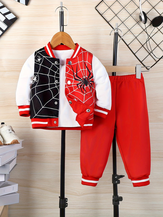 Baby Boy Color Block Two Piece Winter Set With Long Sleeves