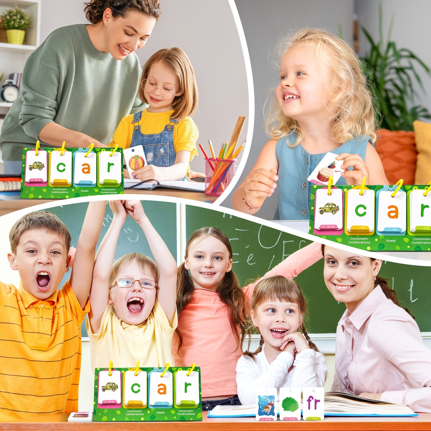 CVC Word Flip Charts Double Sided Desktop Chart Card Set 129pcs Interactive Spelling Game Word Building Cards Educational Spelling Toy Literacy Learning Card Classroom Educational Toys For Kids