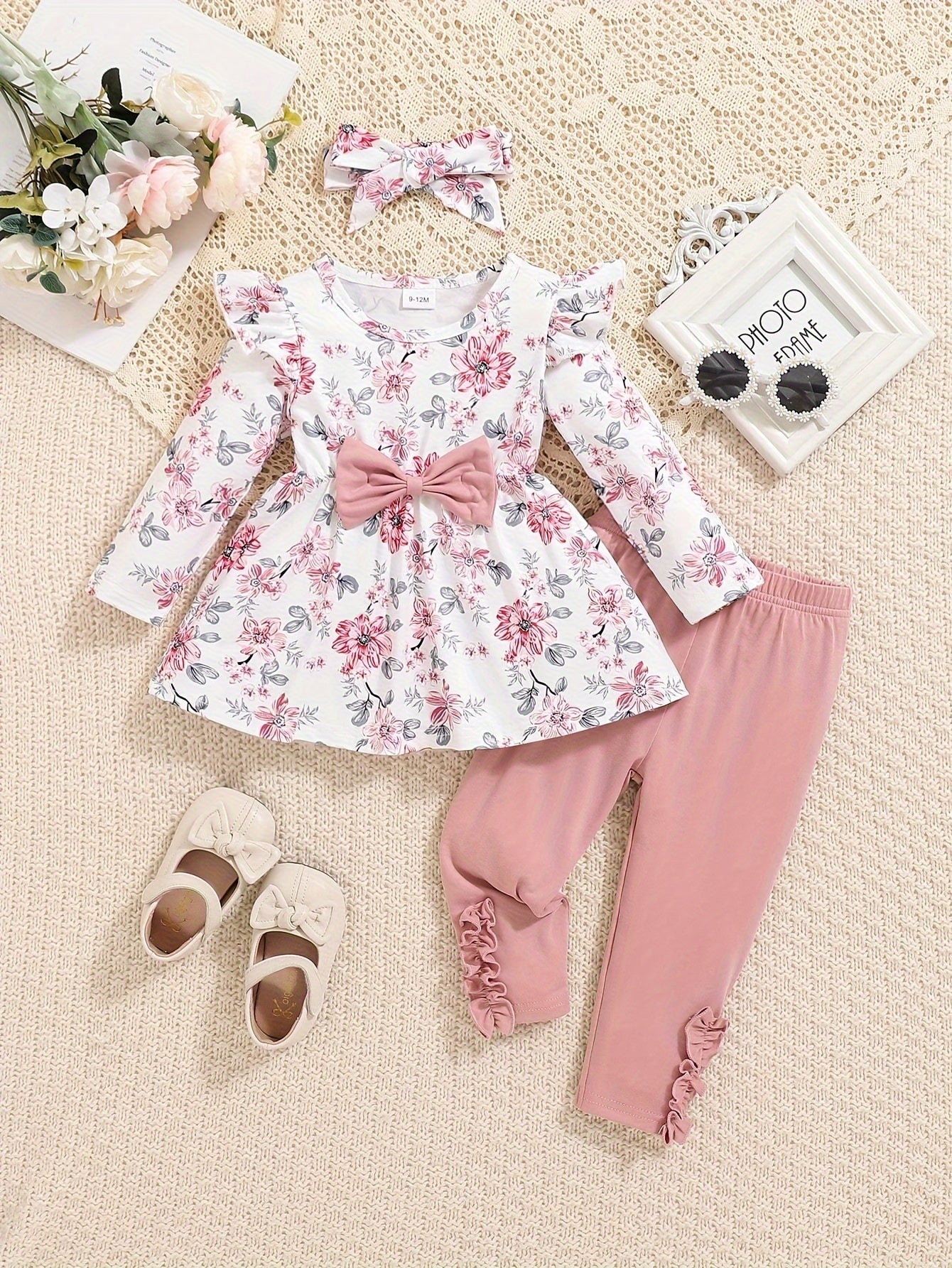 Three Piece Girls Autumn Winter Set Long Sleeve Shirt Pants