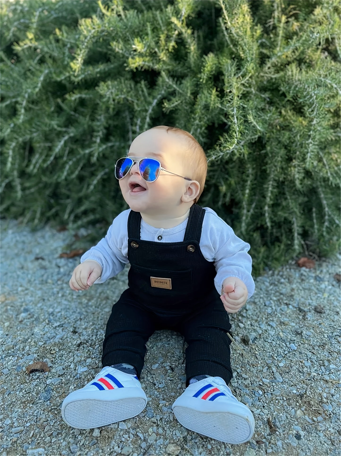 KuKitty 2Pcs Infant Baby Boy Overalls Solid Color Pocket Suspender Pants Jumpsuit