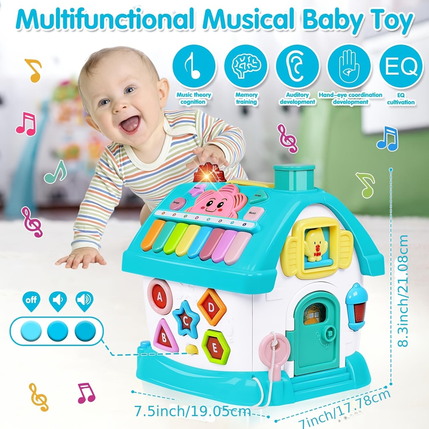 8 In 1 Multi Functional House Toy Musical Toys for 1 Year Old Baby Educational Enlightenment Toys for Toddler 18 Months First Birthday Gifts Boys Girls