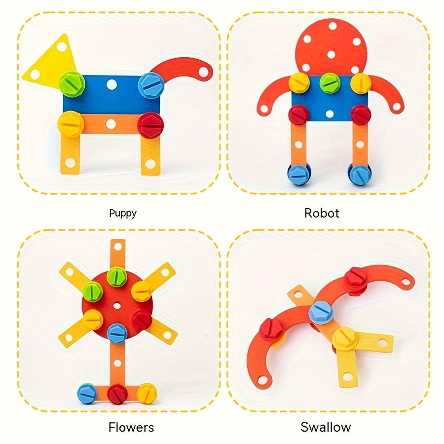 Kids Wooden DIY Disassembly Tool Table Simulation Toy with Screws and Nuts for Creative Play and Skill Development