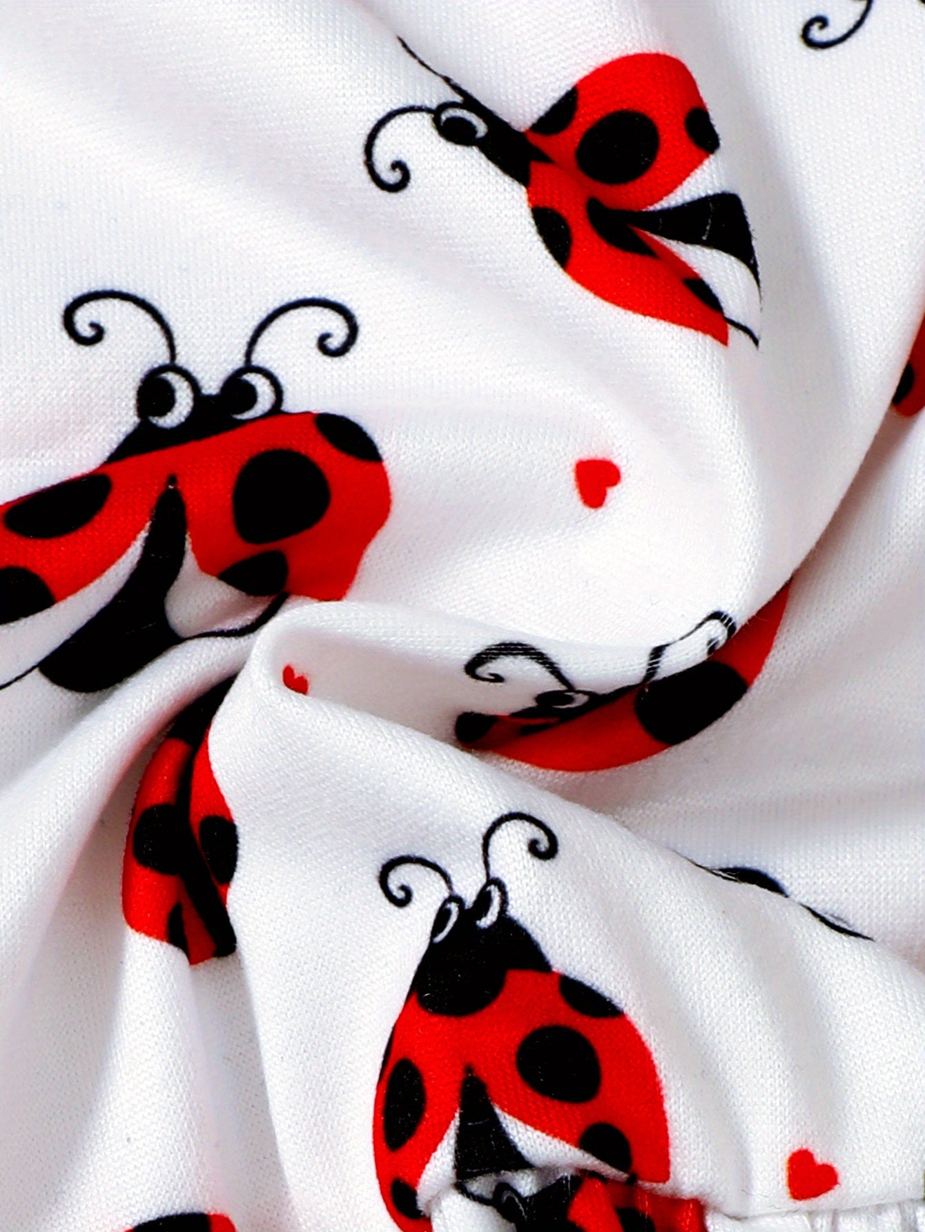 Cute Ladybug Baby Girl Ruffle Trim Sleeve T-Shirt and Shorts Outdoor Set Toddler Girl Casual Summer Outfit