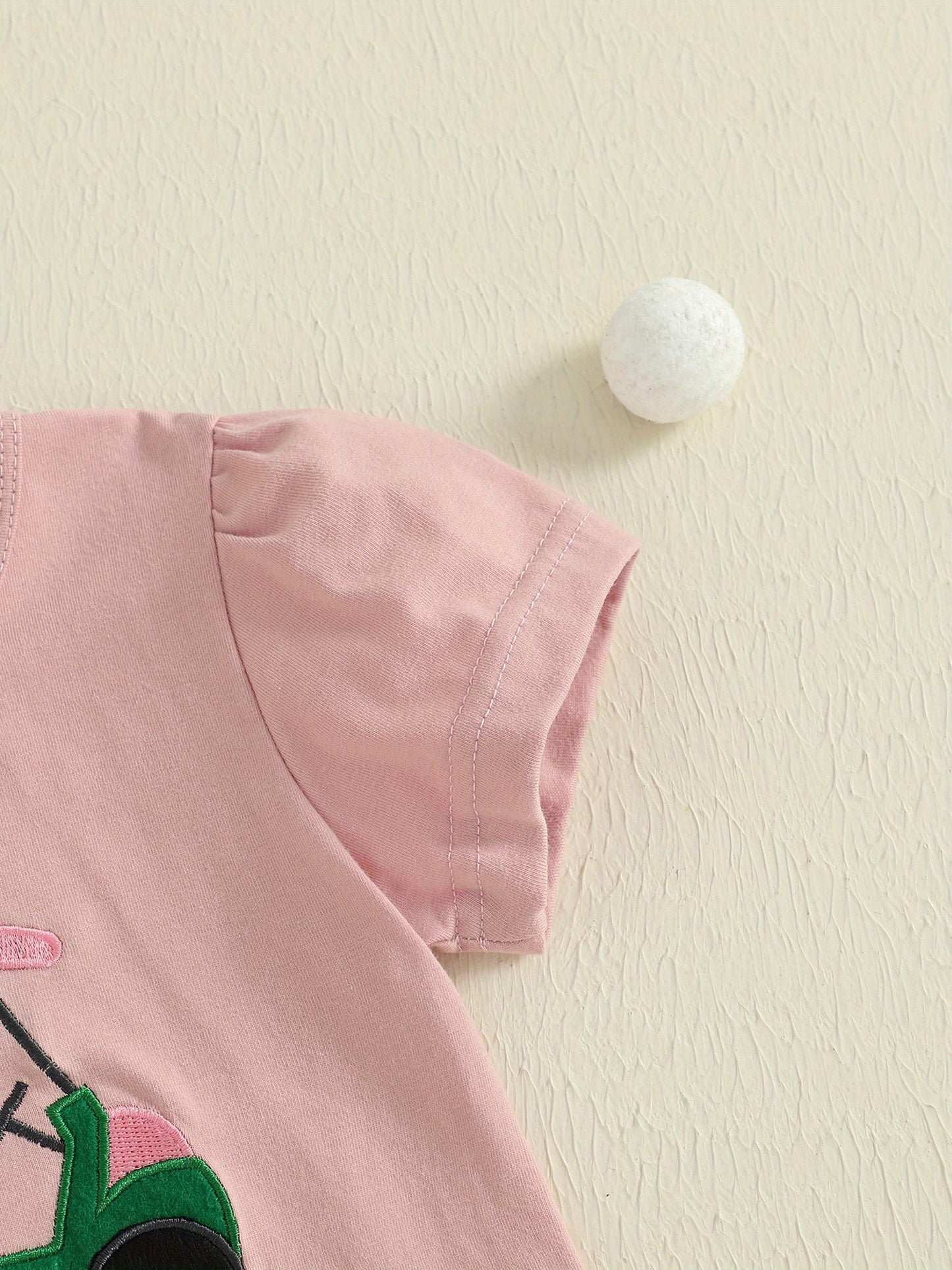 Toddler Girls Summer Outfit Golf Print Embroidery Short Sleeve T-Shirt and Elastic Shorts Set Cute 2 Piece Clothes for Outdoor Activities