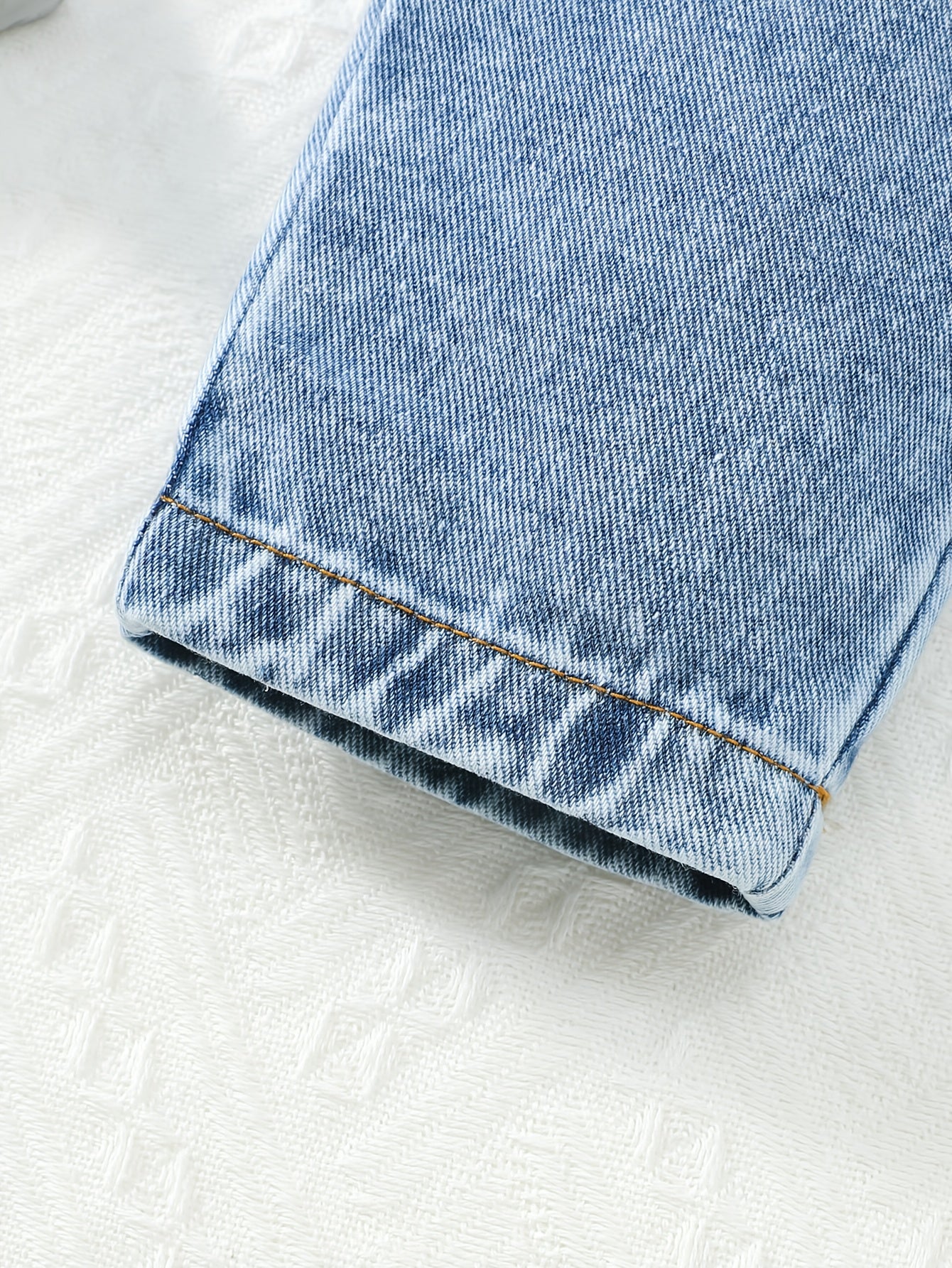 Kids Two Piece Striped Top And Distressed Faux Denim Set