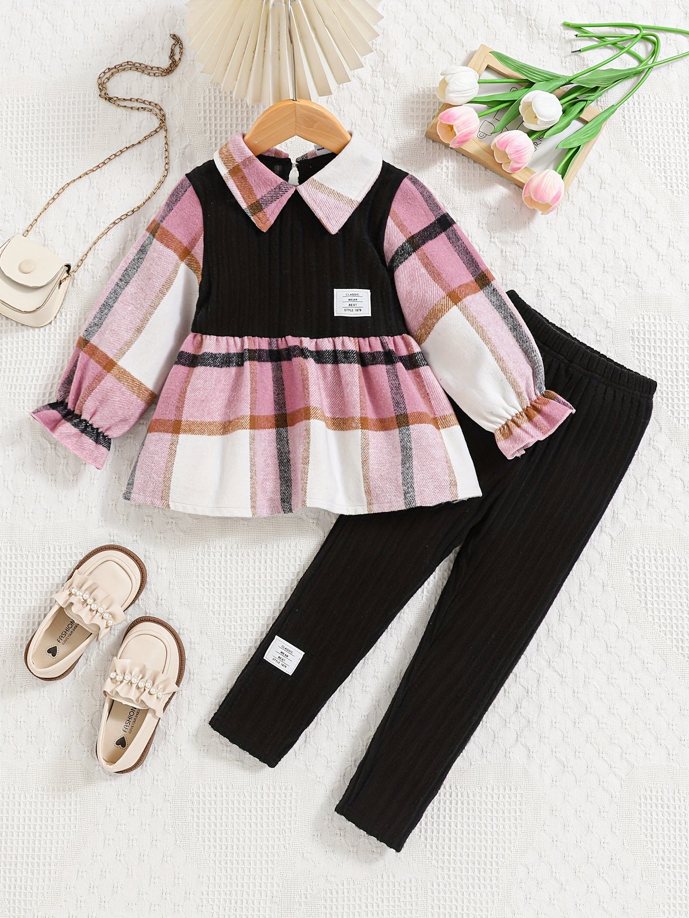Plus Size Casual Two Piece Suit For Girls Long Sleeve Top