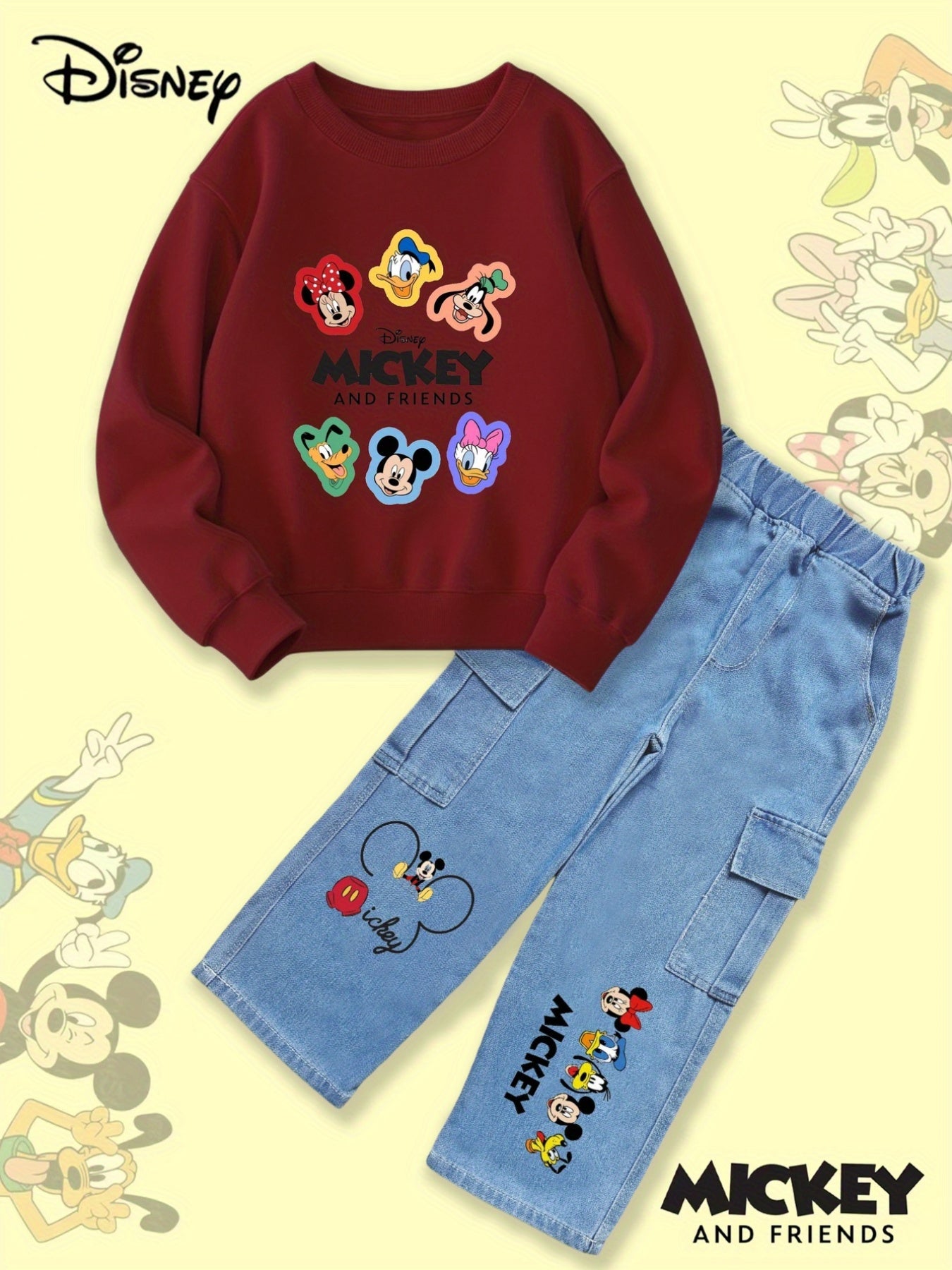 Disney Girls Autumn Winter Mickey And Friends Two Piece Set