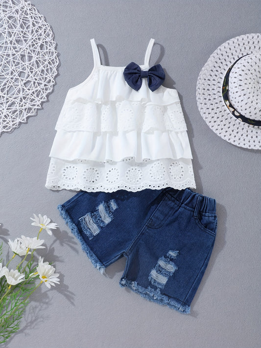Toddler Baby Girls Summer Clothes Ruffle Camisole Spot Dot Tops Casual Shorts Newborn Girl Clothing