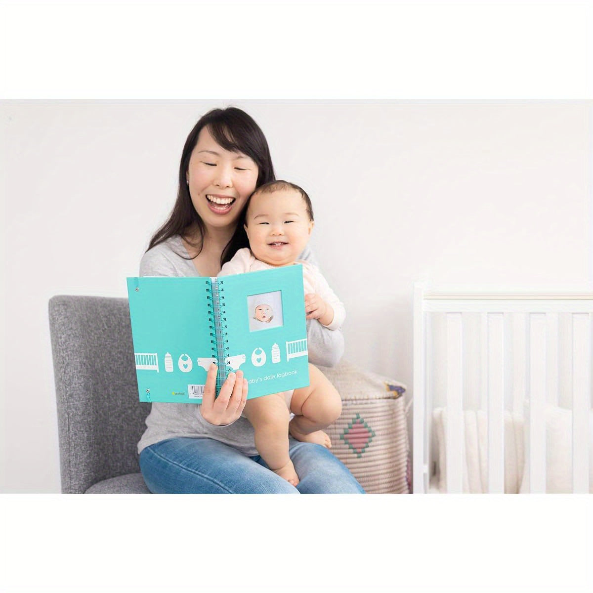 Pearhead Daily Log Book 50 Page Spiral Bound Tracker for Youngsters Nursing Sleep Feeding and Pumping Organizer with Photo Insert Teal Cover Gift for New Moms Durable Spiral