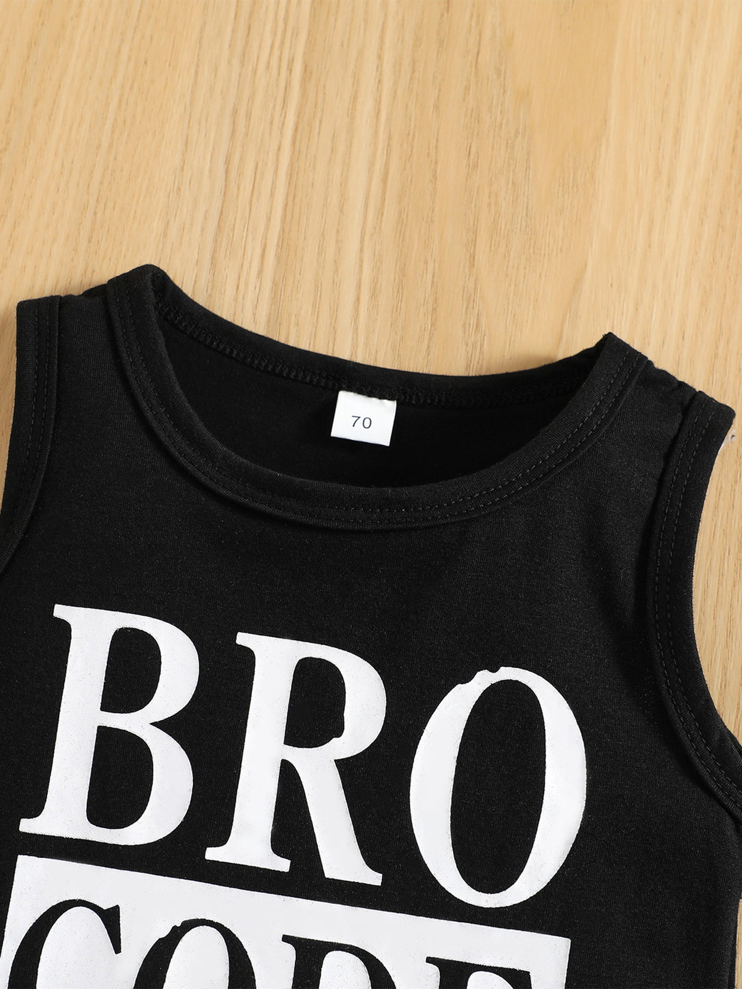 Baby Toddler Boys Summer Outfit Set Round Neck Sleeveless Letter Print Tank Tops and Ripped Denim Shorts for Outdoor Activities