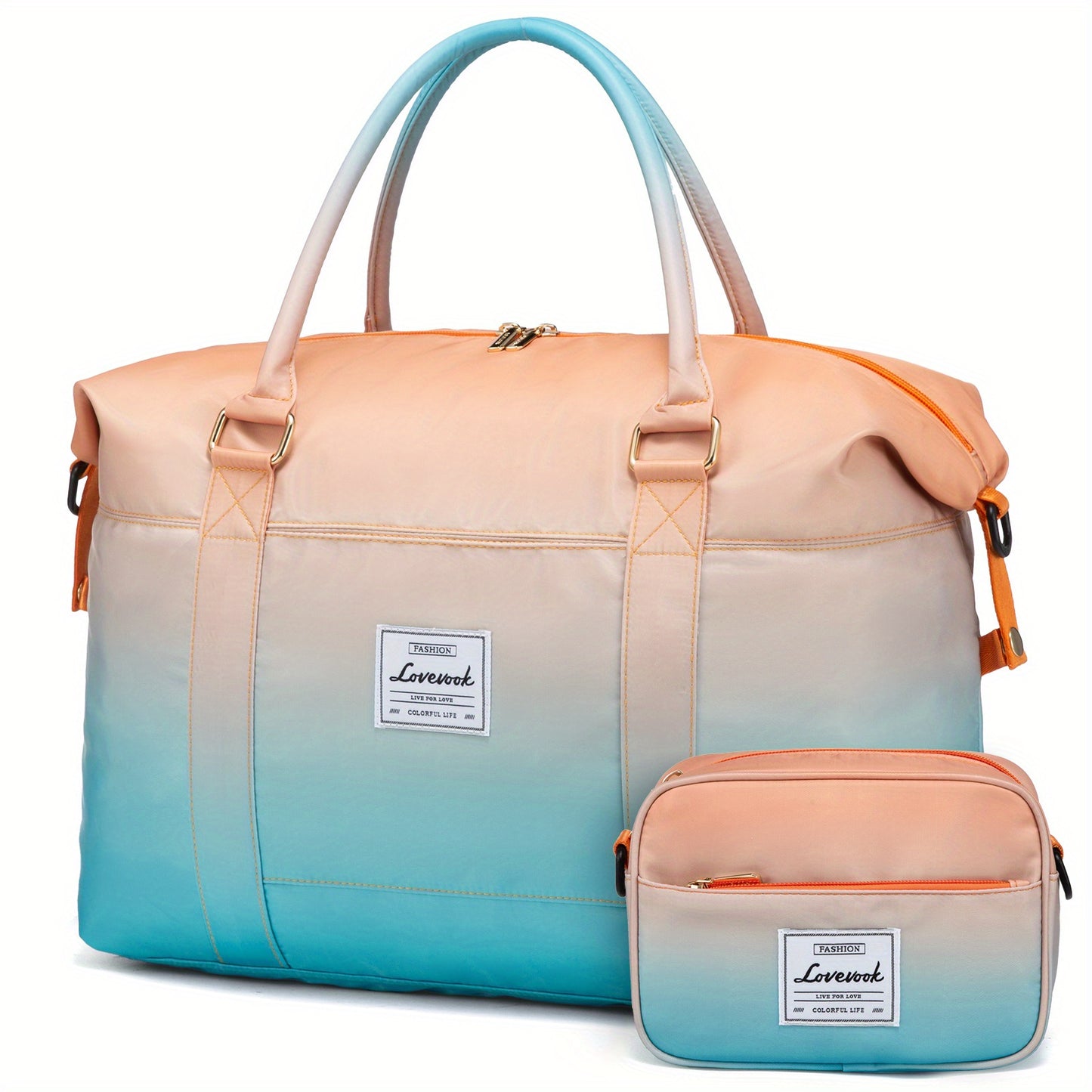 LoveVook Large Rainbow Weekender Overnight Bag for Women Travel Duffel Bag with Wet Pocket Gym Bag Toiletry Bag Hospital Bag for Labor and Delivery