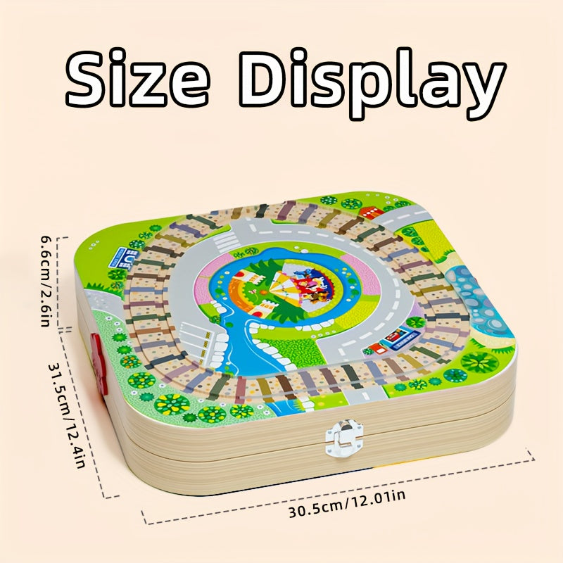 Wooden Magnetic Jigsaw Puzzle Funny City Construction Stacking Blocks Shape Cognition and Fine Motor Skills Training Christmas Birthday Gift for Boys and Girls