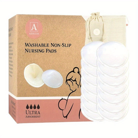 14 Washable Non Slip Nursing Pads Leakproof Reusable Soft Absorbent Breast Pads for Breastfeeding Made from High Quality Cotton
