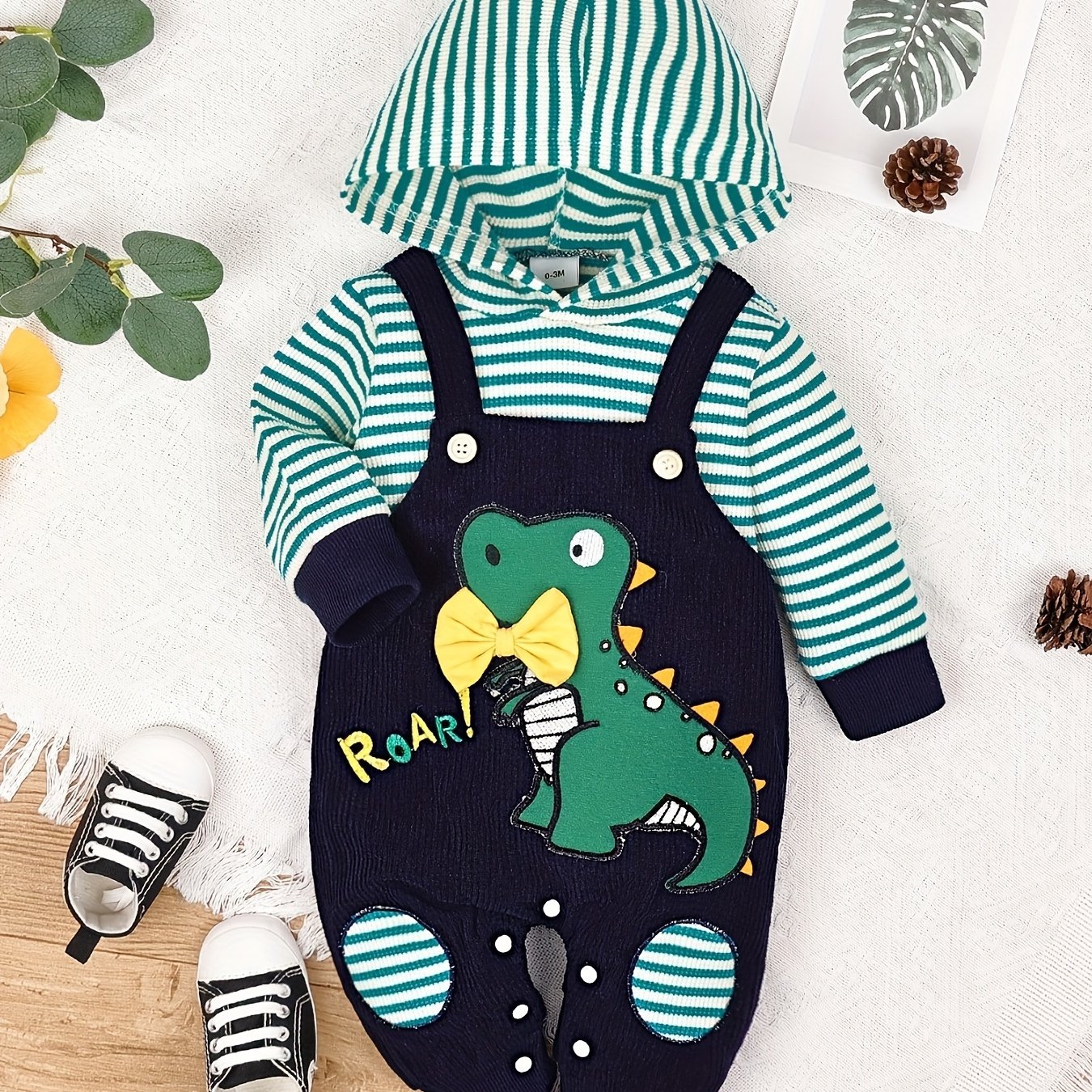 Baby Boy Clothes Newborn Outfits Infant Fall Winter Long Sleeve Cartoon Romper Bodysuit and Pocket Pants Set 0 Months to 18 Months for Outdoor Use