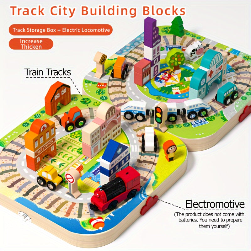 Wooden Magnetic Jigsaw Puzzle Funny City Construction Stacking Blocks Shape Cognition and Fine Motor Skills Training Christmas Birthday Gift for Boys and Girls