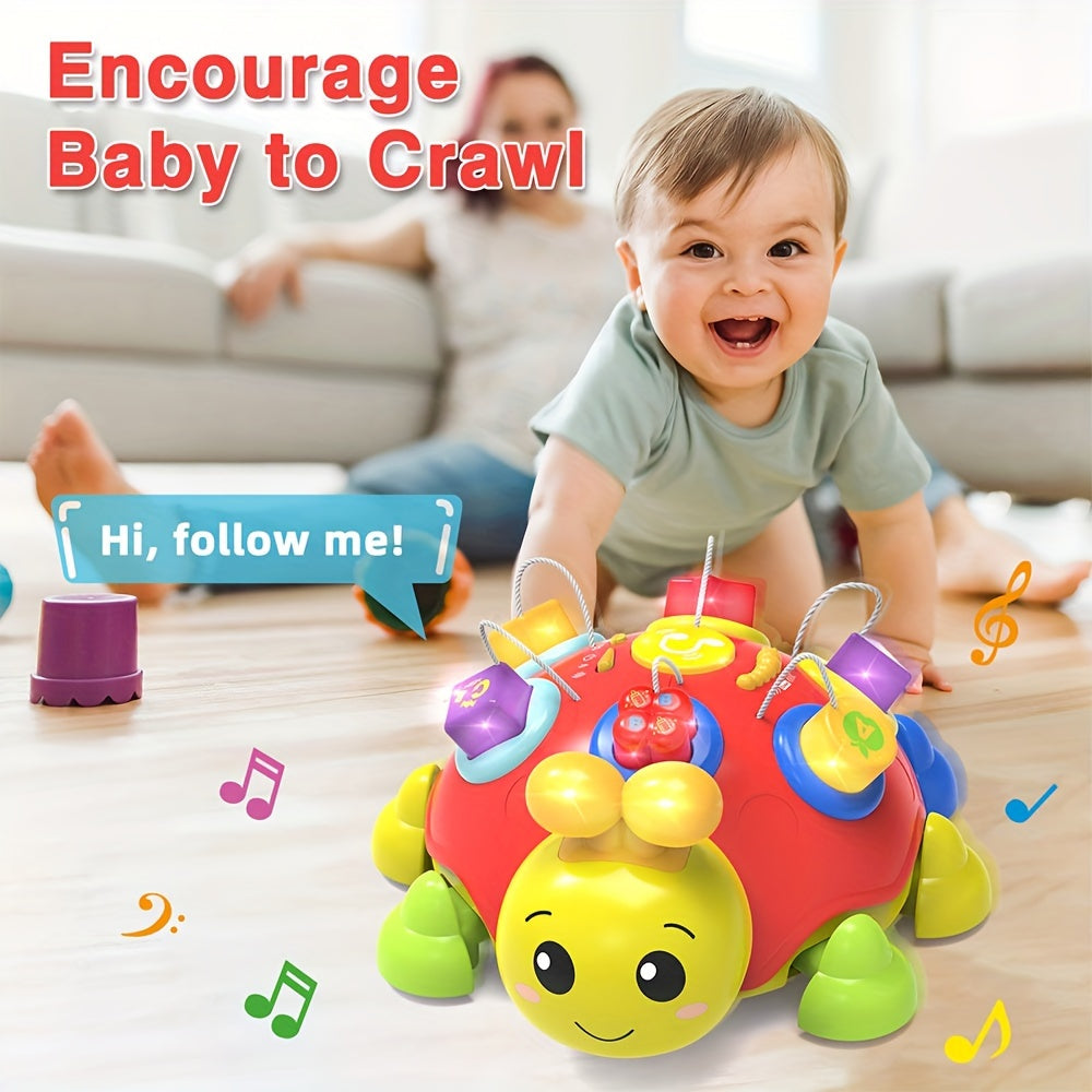 Early Educational Learning Toys Baby Musical Ladybug Crawling Bilingual Toys With Light Up Music Infant Gift For 7 To 24 Months Newborn Boys Girls Red First Birthday Christmas Gift