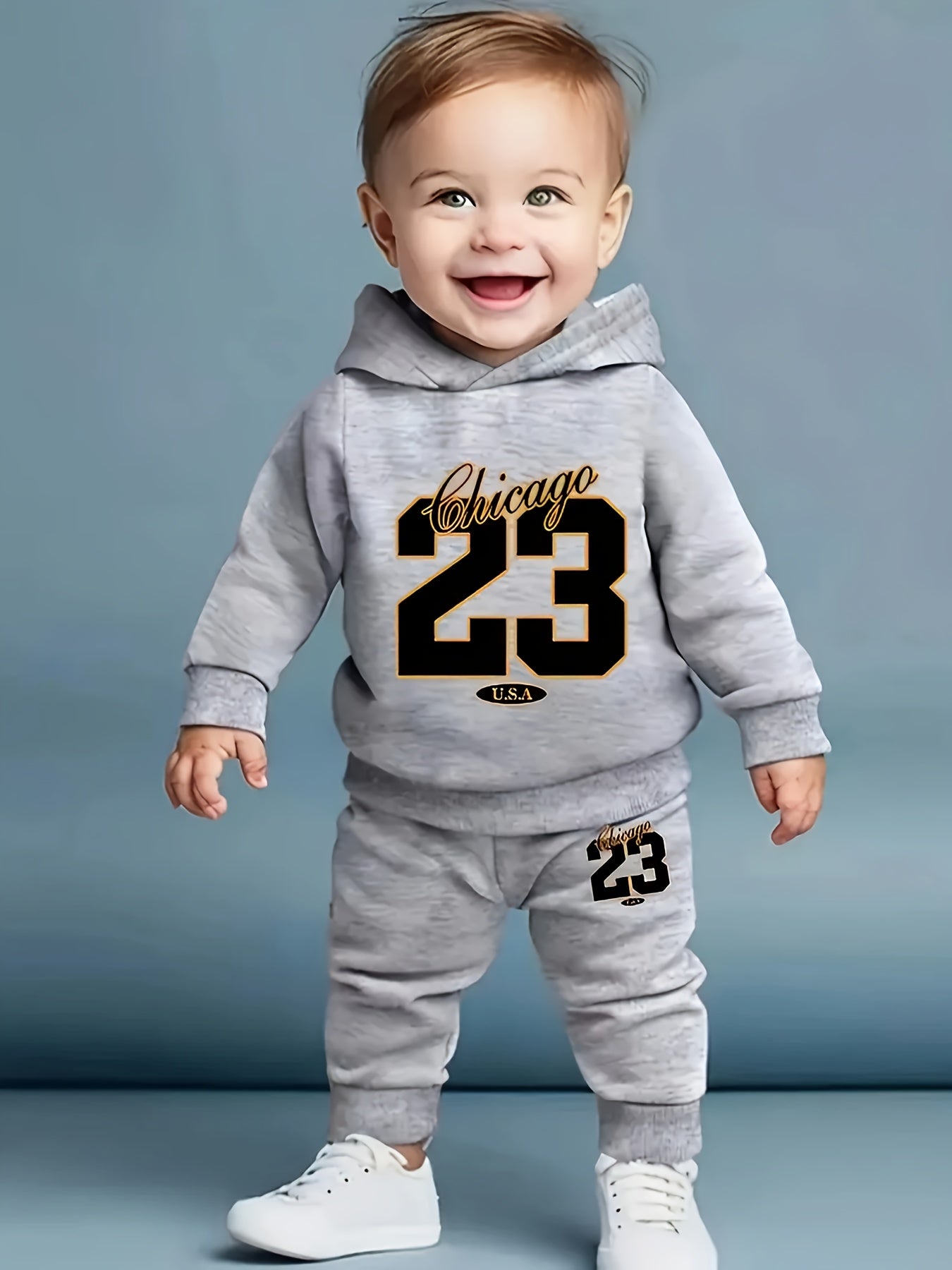 [Sports Two-Piece Set] Sports Hoodie + Trousers Two-Piece Set | Baby Boy Long Sleeve 23 Size Digital Pattern, Spring And Autumn Suitable for Casual Sports, Outdoor