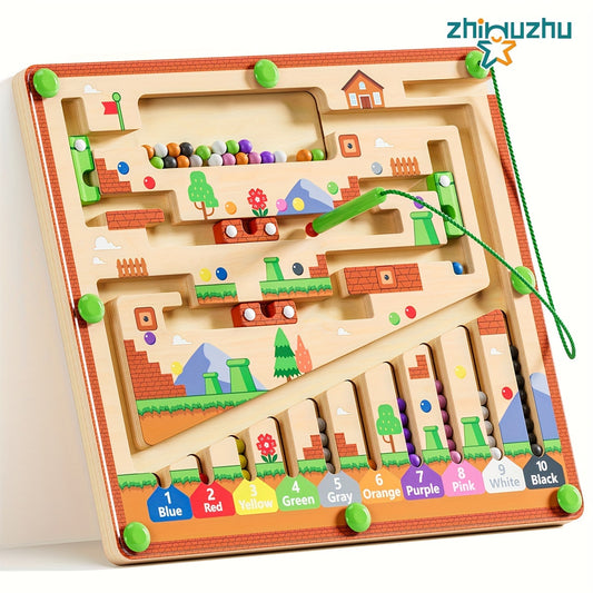 Magnetic Color And Number Maze Zhiwuzhu Montessori Toys For 3 Plus Year Old Wooden Puzzle Activity Board Ideal Gift Toys