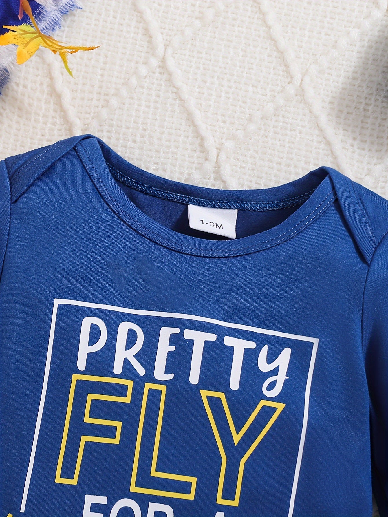 [Sunshine Boys' Shirt] Cute and Handsome Boys' Triangle Shirt | Blue Print and Letter Stripes, Sunshine, 0-12 Months, Perfect for Outdoor