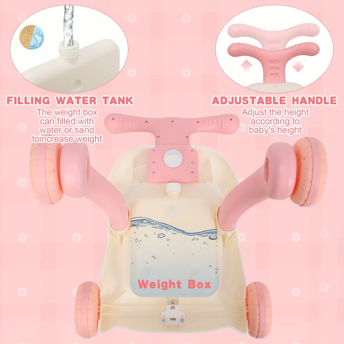5 in 1 Baby Walker with Music Sit to Stand Early Learning Balance Bike Push Walker Movable Table Detachable Panel for Boys and Girls Ages 12 to 36 Months