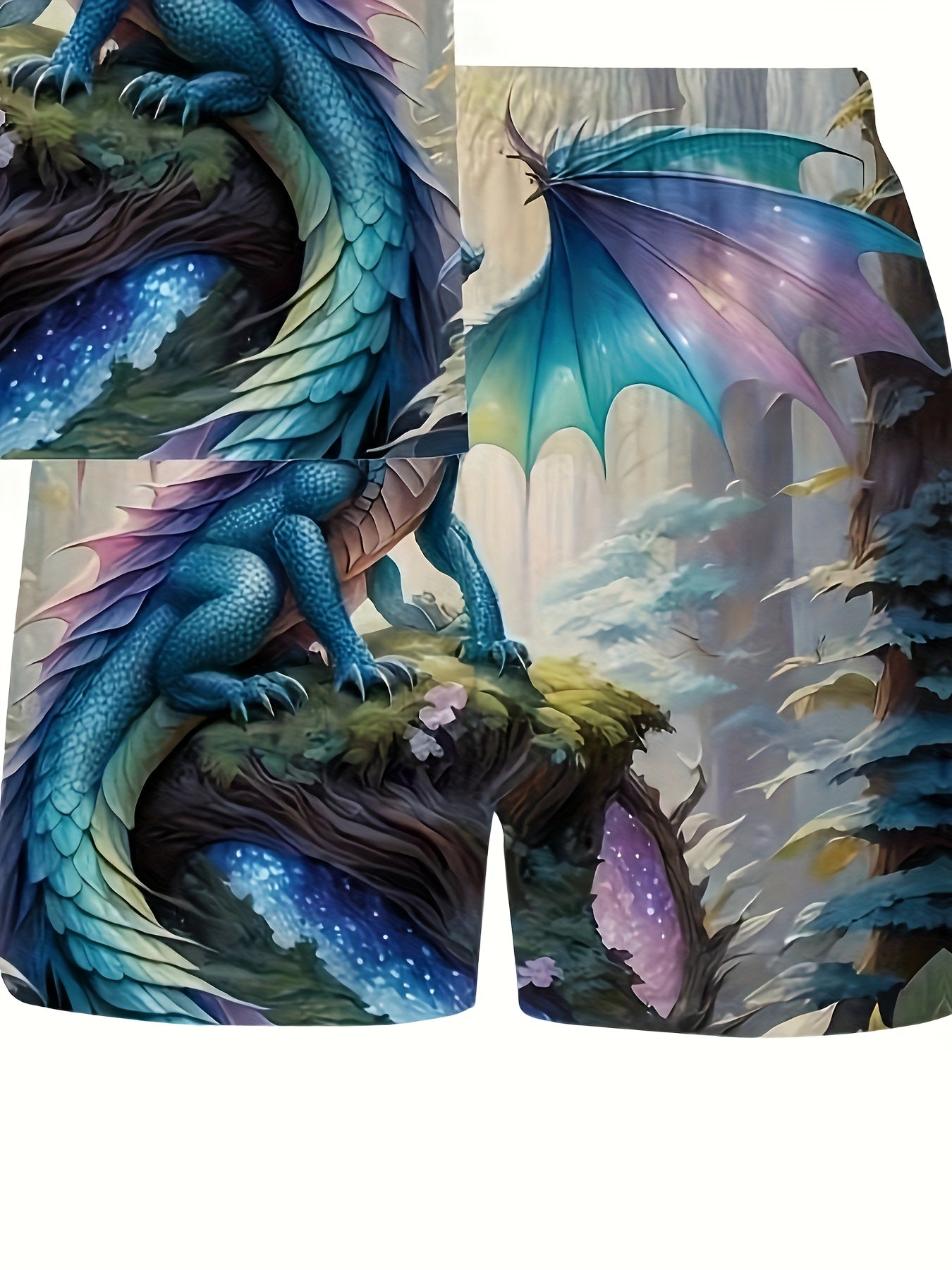 Boys Dragon Print T-Shirt Soft Polyester Crew Neck Short Sleeve Casual Tee for Teens Great for Summer and Spring Outdoor Wear