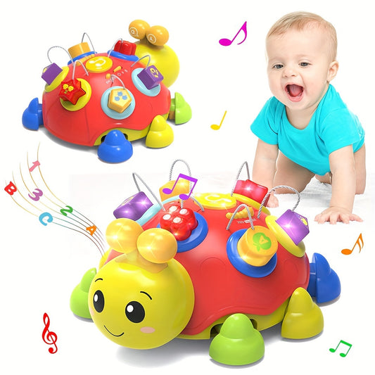 Early Educational Learning Toys Baby Musical Ladybug Crawling Bilingual Toys With Light Up Music Infant Gift For 7 To 24 Months Newborn Boys Girls Red First Birthday Christmas Gift