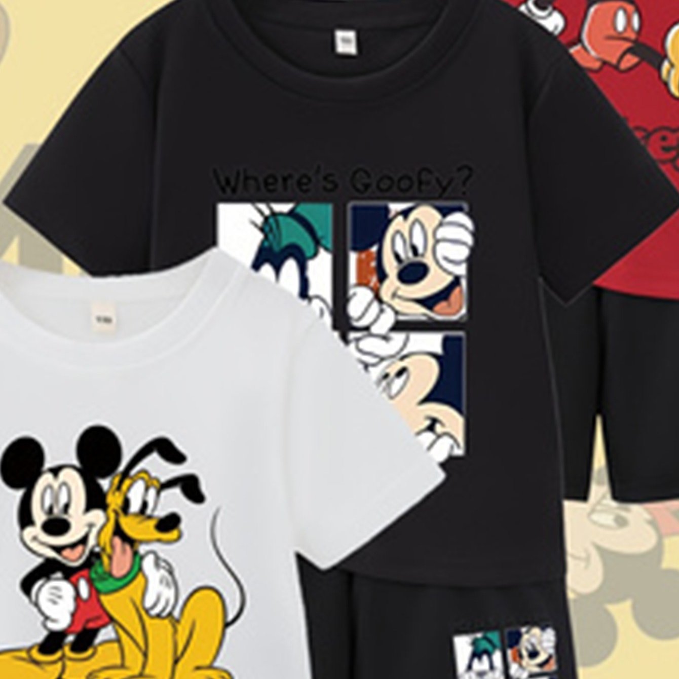 Disney Licensed Cotton Casual Short Sleeve And Shorts Set For Boys And Girls Breathable And Comfortable Summer Outfit Suitable For Travel And Outdoor Play